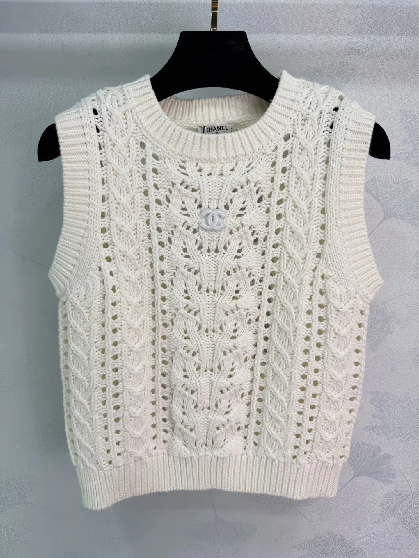 Openwork Knit Sleeveless Vest
