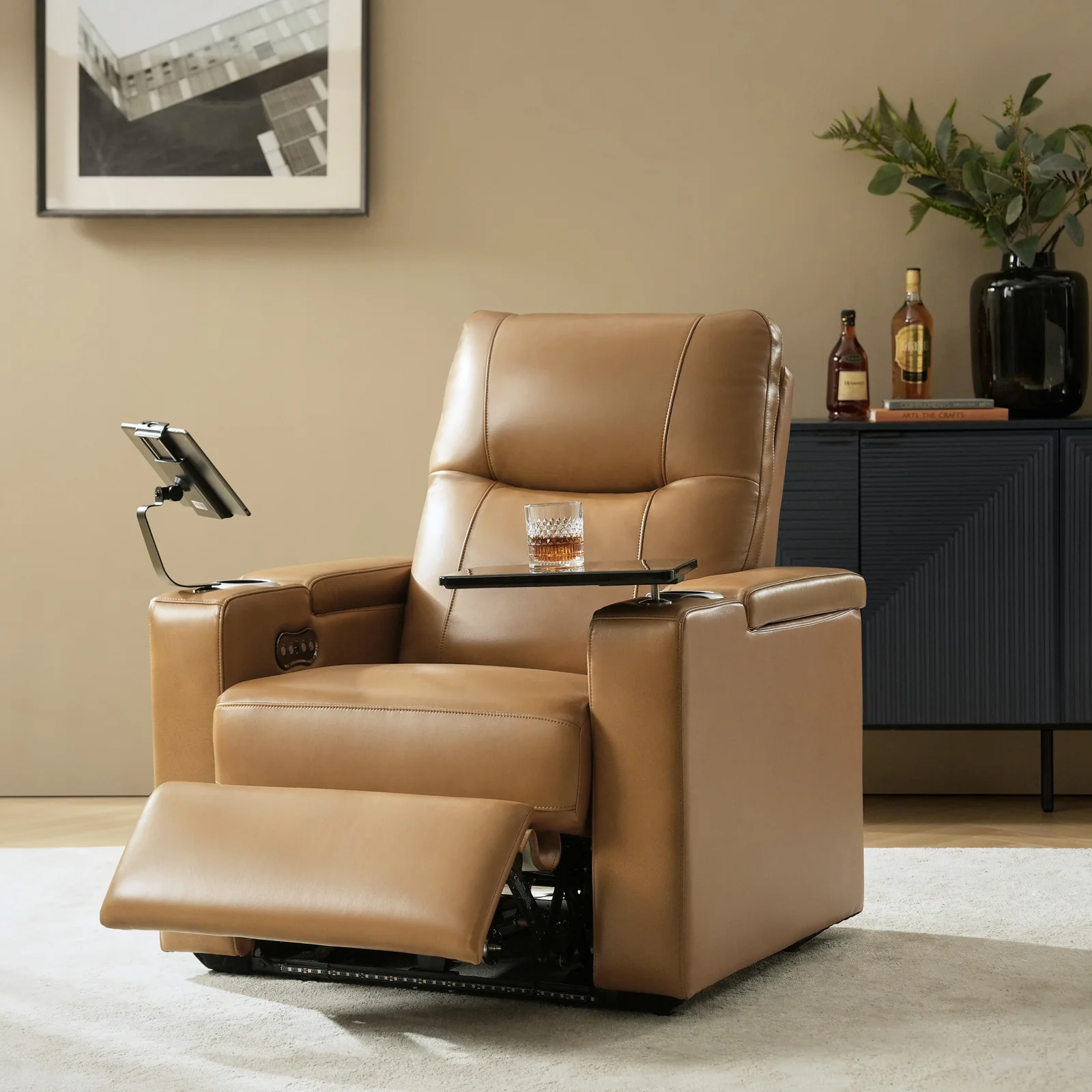 Iliana Electric Genuine Leather Recliner with Small Table and Phone Holder - Amazon