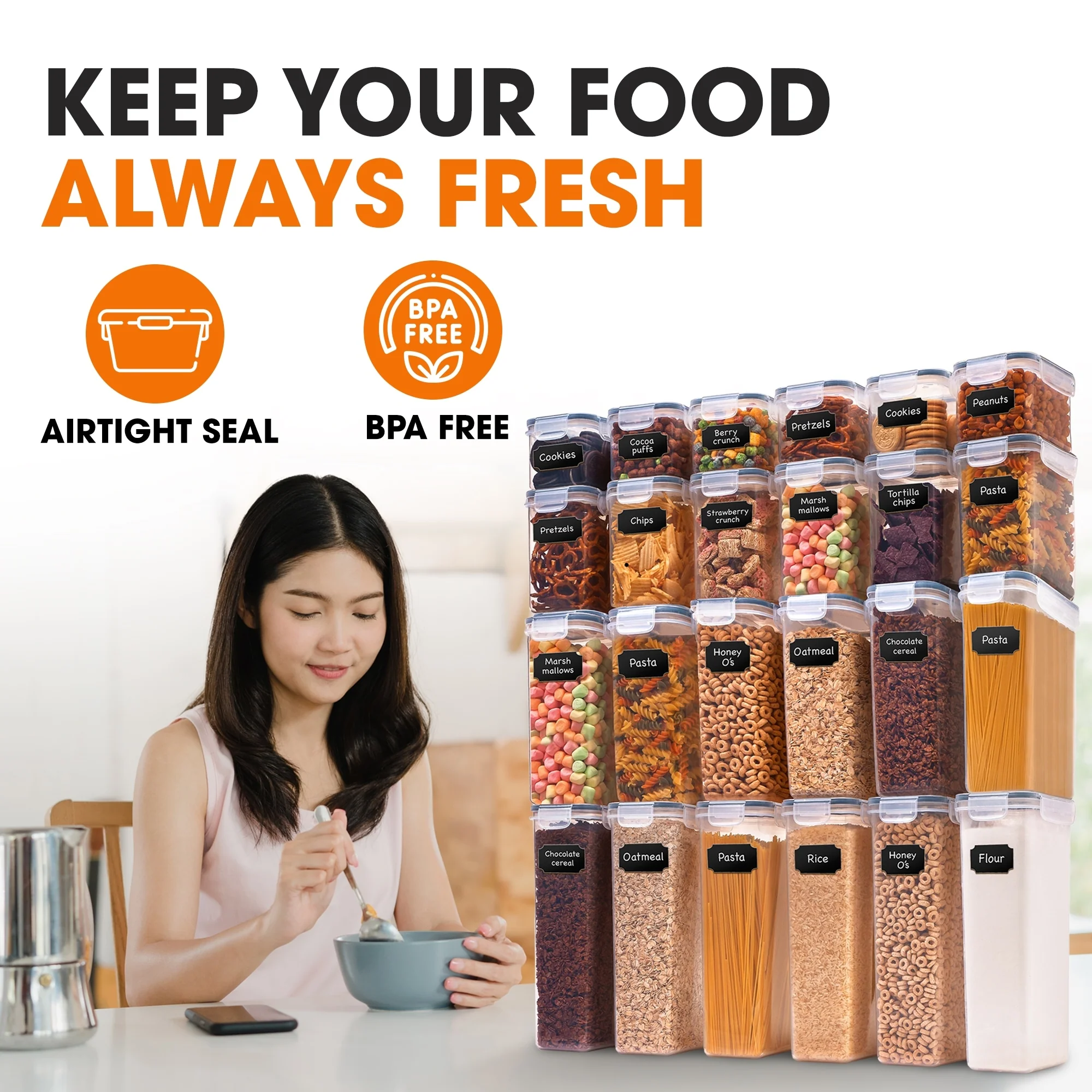 Cheer Collection Set of 24 Airtight Food Storage Containers - Amazon