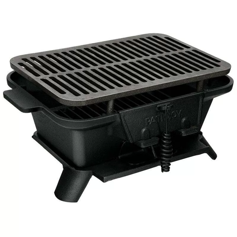 Portable Cast Iron Charcoal Grill with Double-sided Grilling Net for Camping Picnic - Amazon