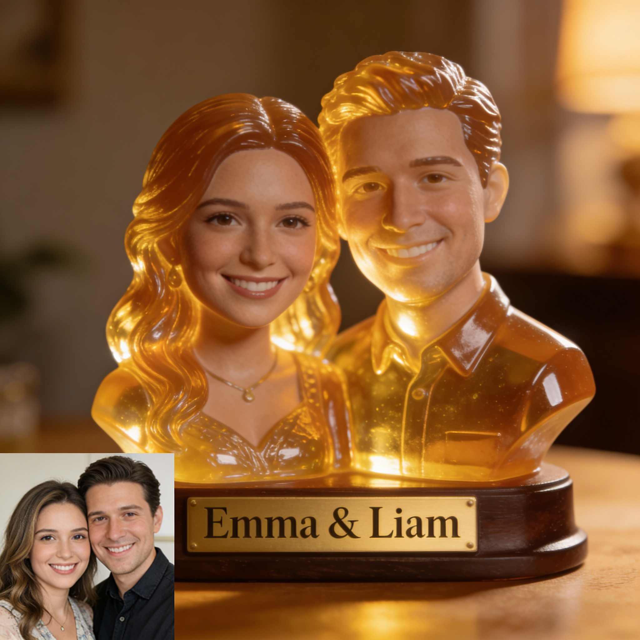 Personalized Custom Couple Bobblehead from Photo with Names & Date (3D Figurine Gift)-$35.99-Photo to 3d art