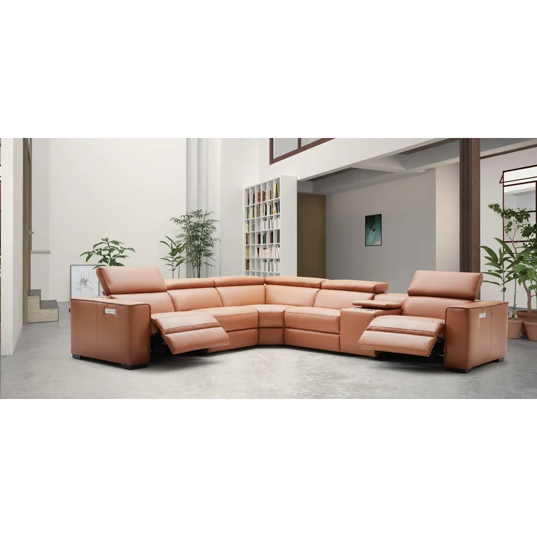 Graddy 6 - Piece Leather Power Reclining Sectional - Amazon