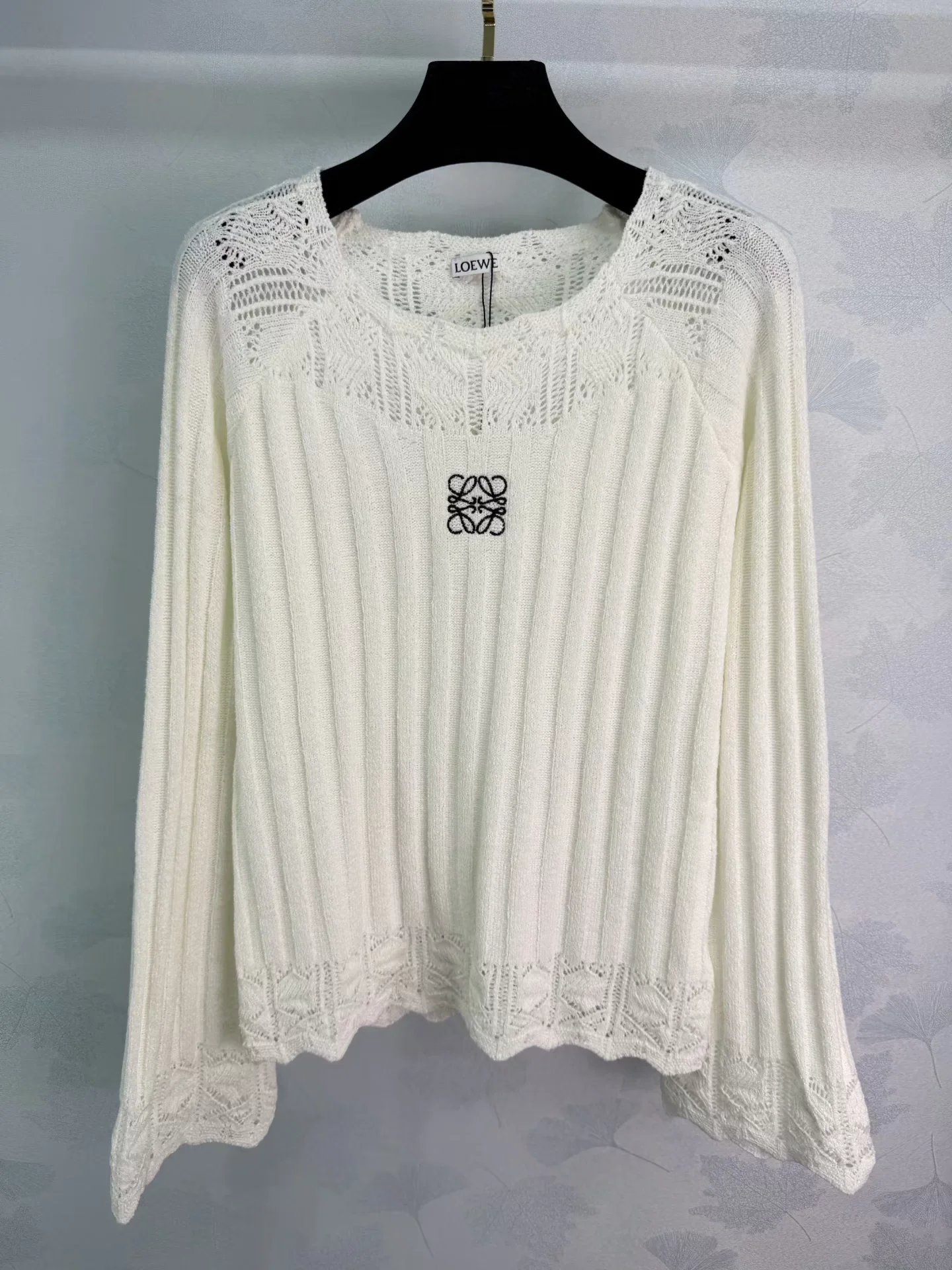 Openwork Knit Long-Sleeve Top