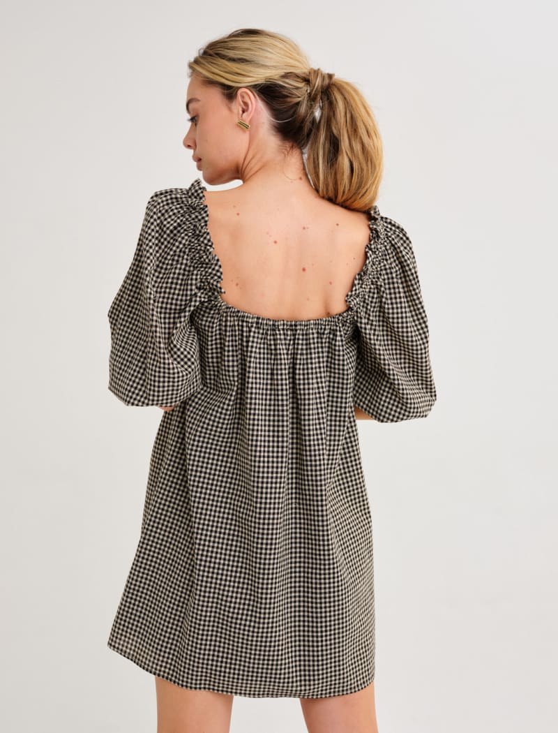 Darling Mini Dress | Black Gingham
