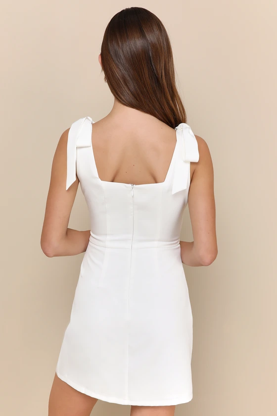 Your Sweetie White Tie-Strap Mini Dress