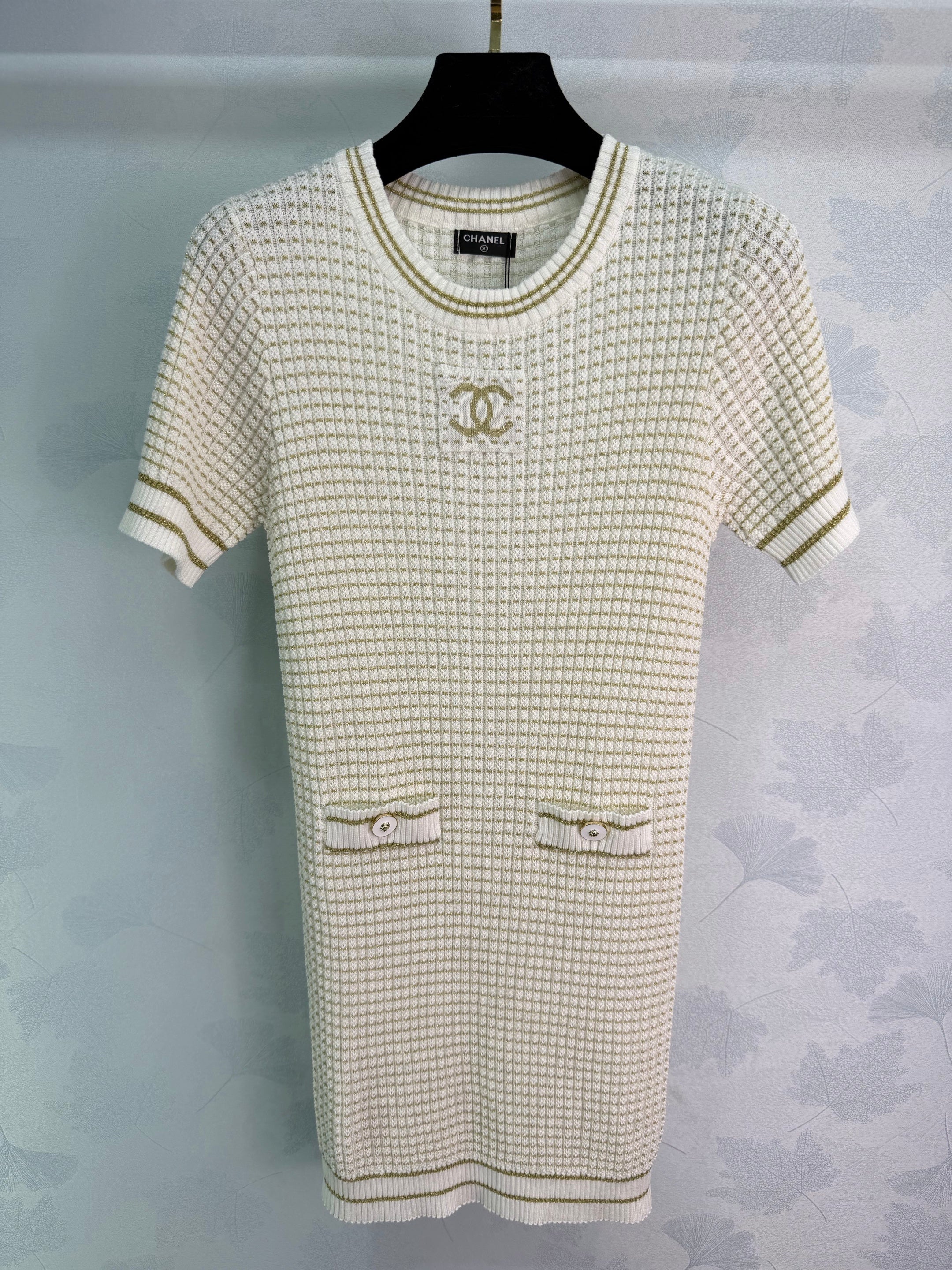 Striped Knit Short-Sleeve Dress