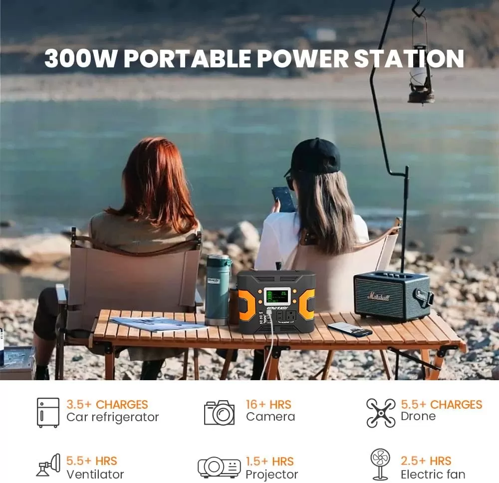 HOWEASY Portable Power Station, 300W (Peak 350W) Solar Generator (Solar Panel Not Included), 236Wh Backup Lithium Battery, with 110V/300W AC Outlet and LED Light, for CPAP Family Camping RV Emergency - Amazon