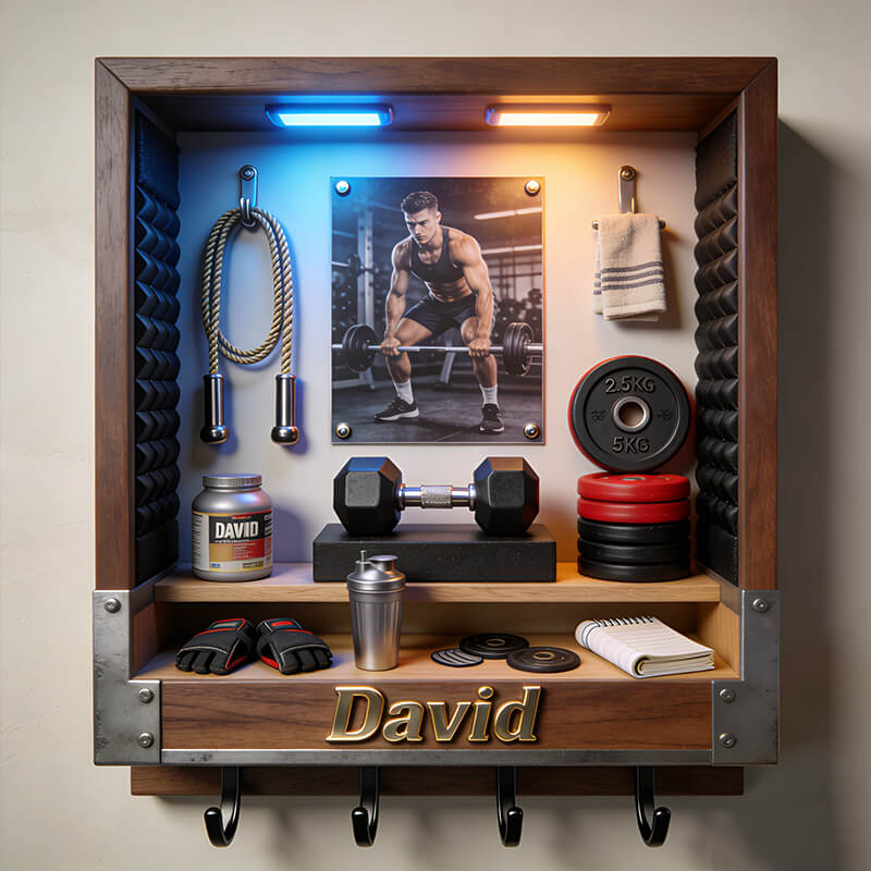 Personalized Fitness Corner Themed Hooks-10 inches-$47.00-Photo to 3d art