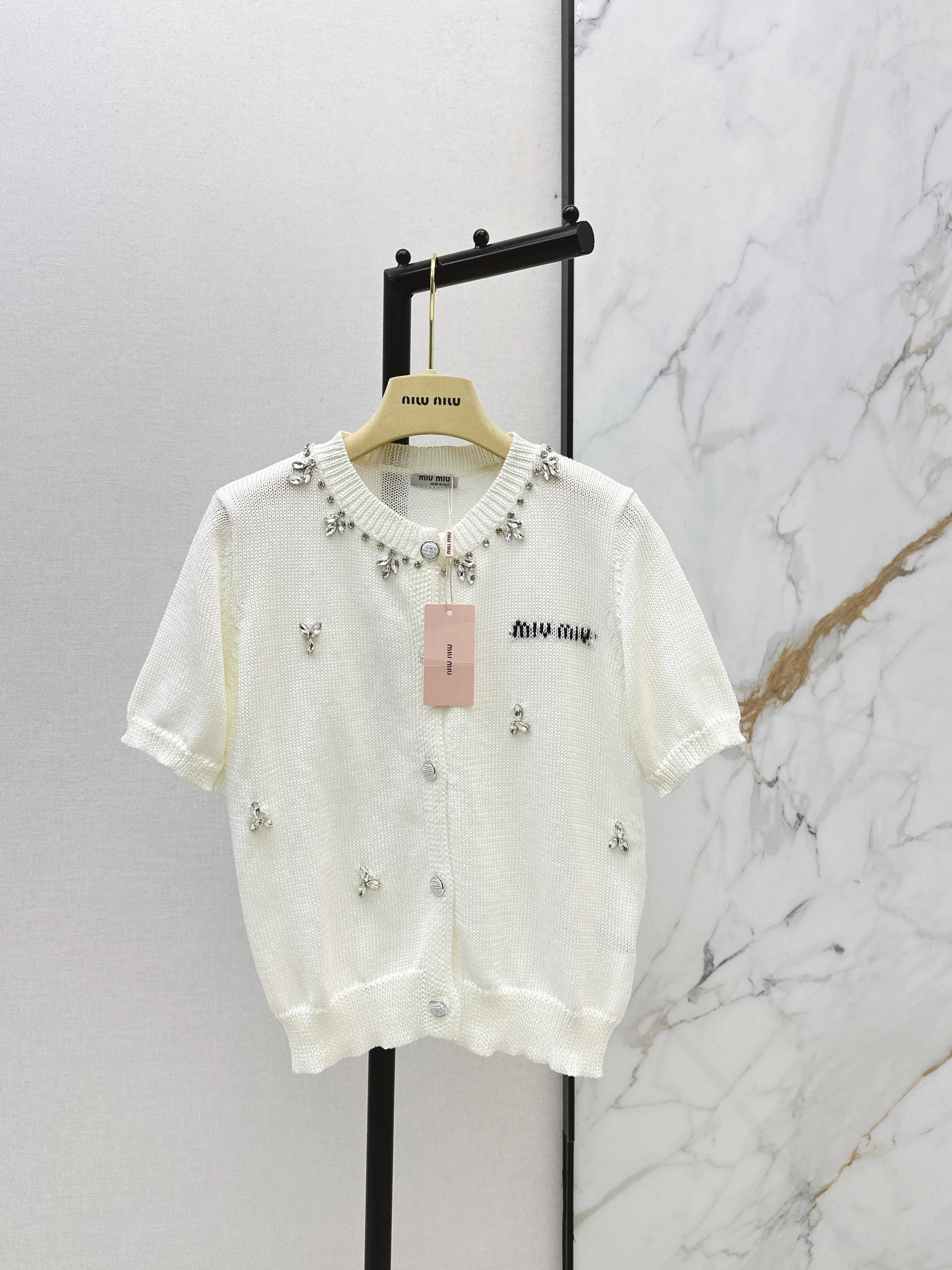 Rhinestone-studded T-shirt