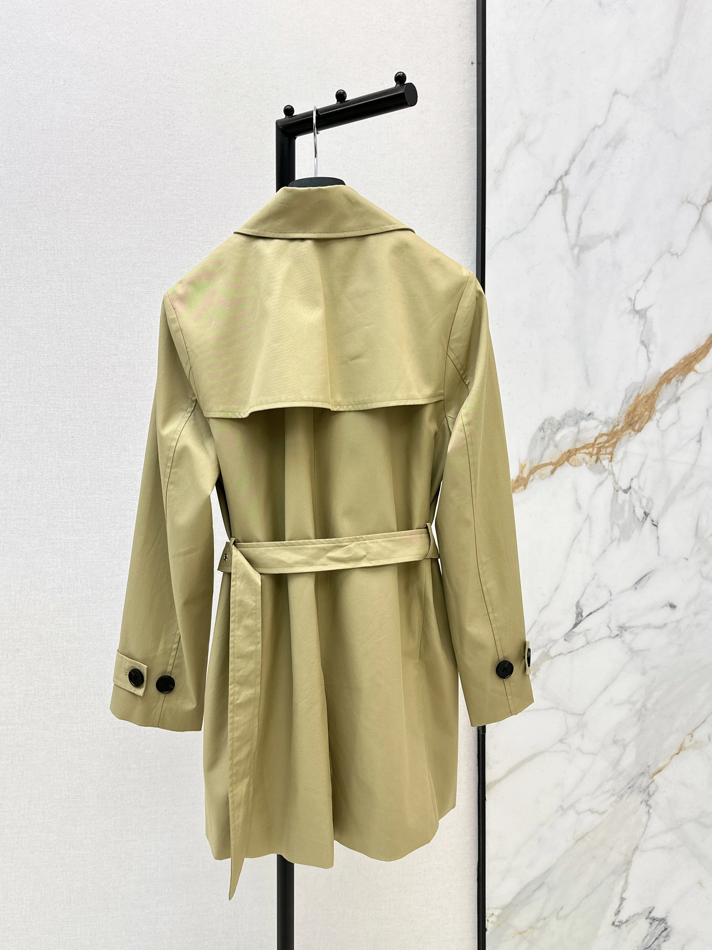 Mid-length, lapel trench coat