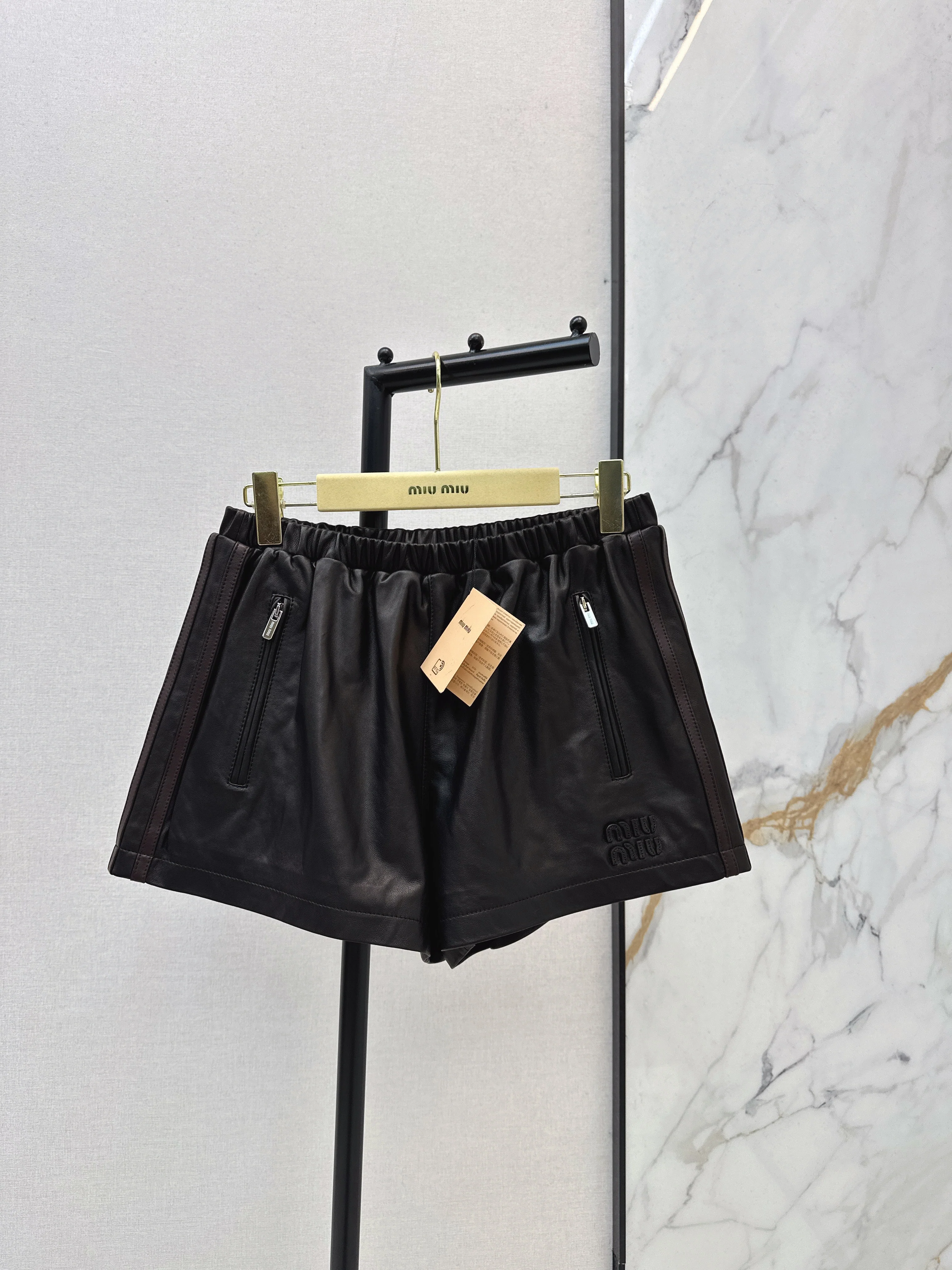 Sporty Genuine Leather Shorts