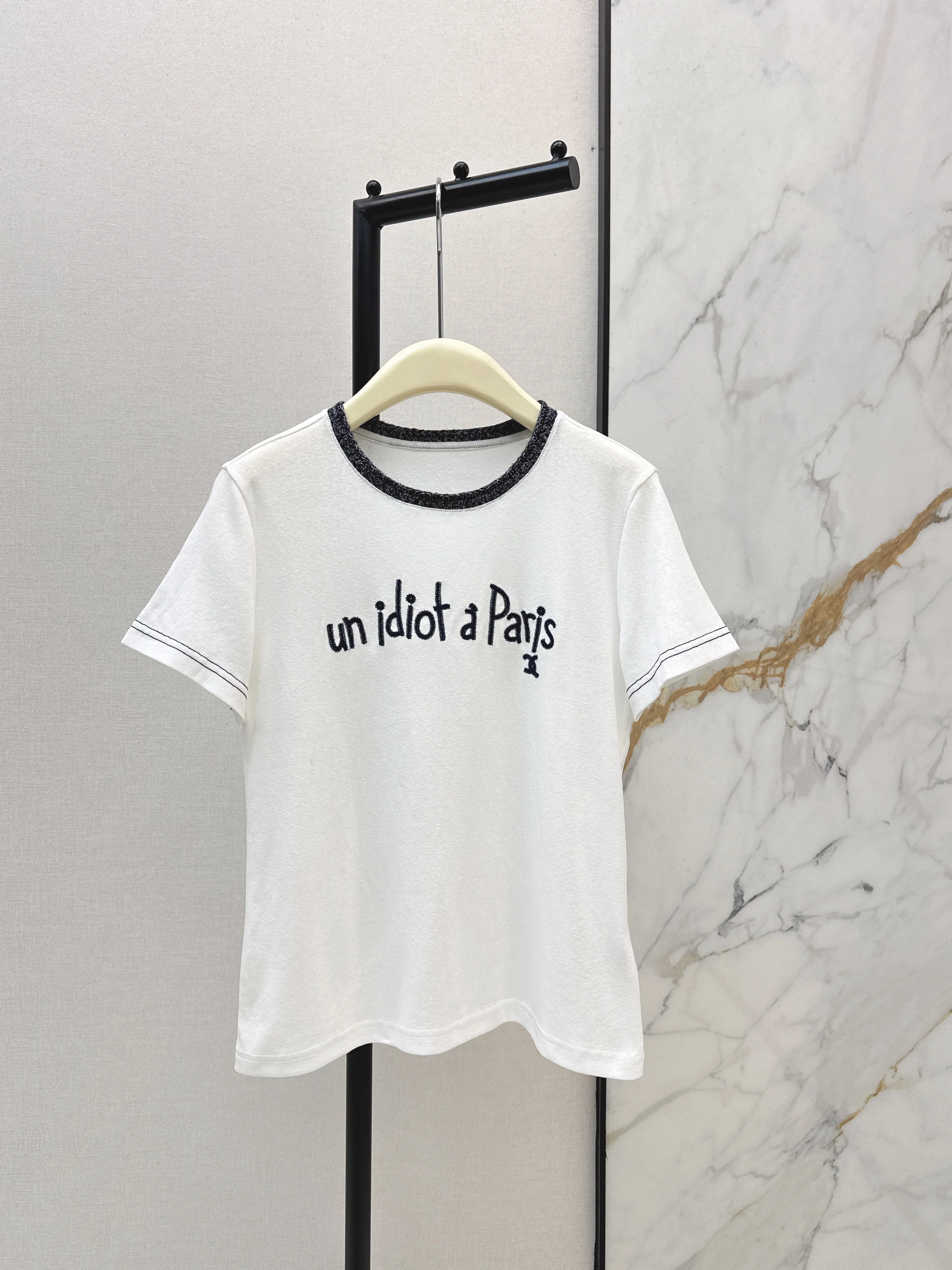 Knitted Embroidered Linen T-Shirt