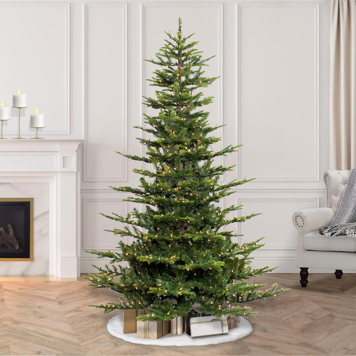 6.5ft Pre-Lit Aspen Fir Artificial Christmas Tree with 500 Clear Lights ...