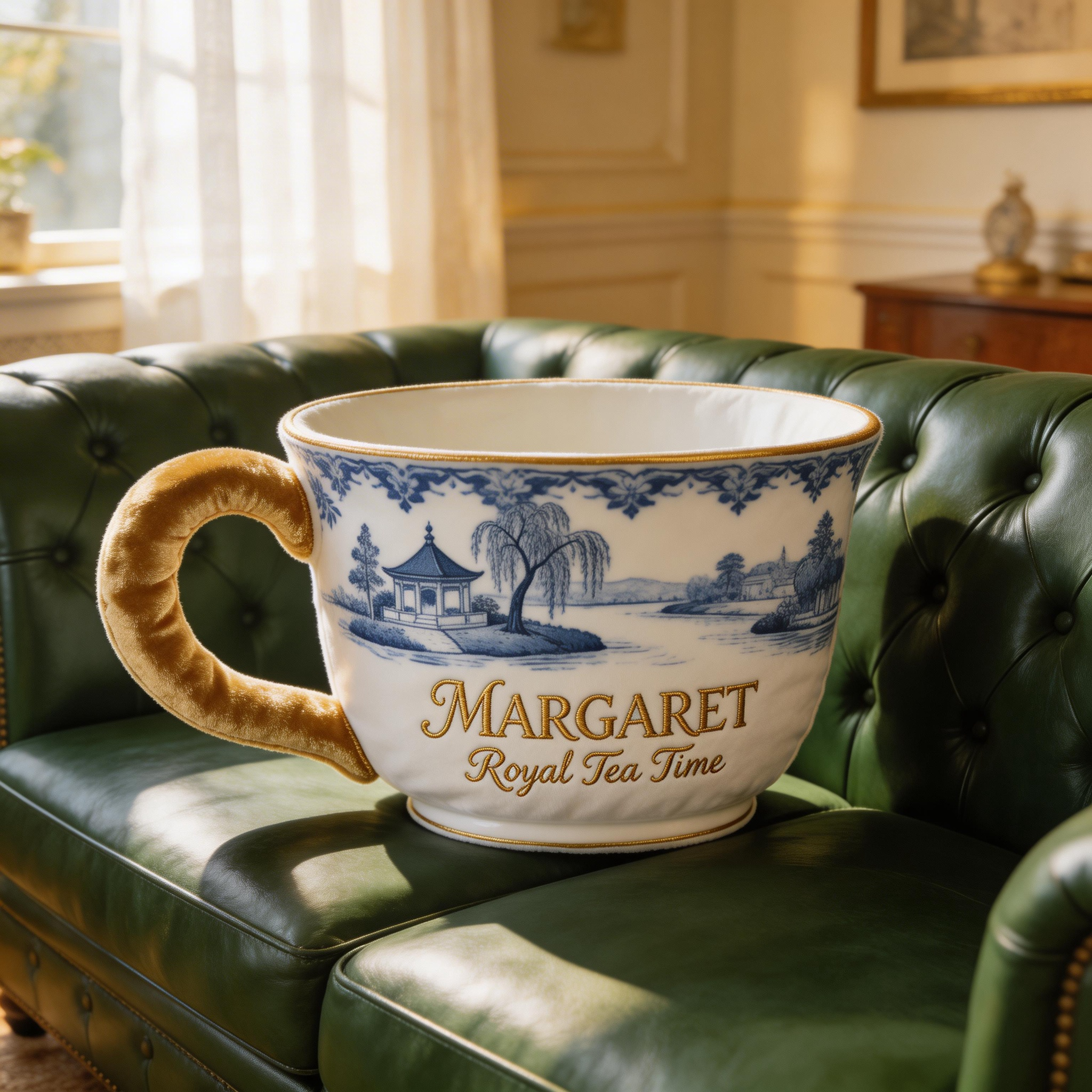 Personalized Teacup Throw Pillow with Custom Name (Giant Tea Cup Plush Cushion)-$33.00-Photo to 3d art