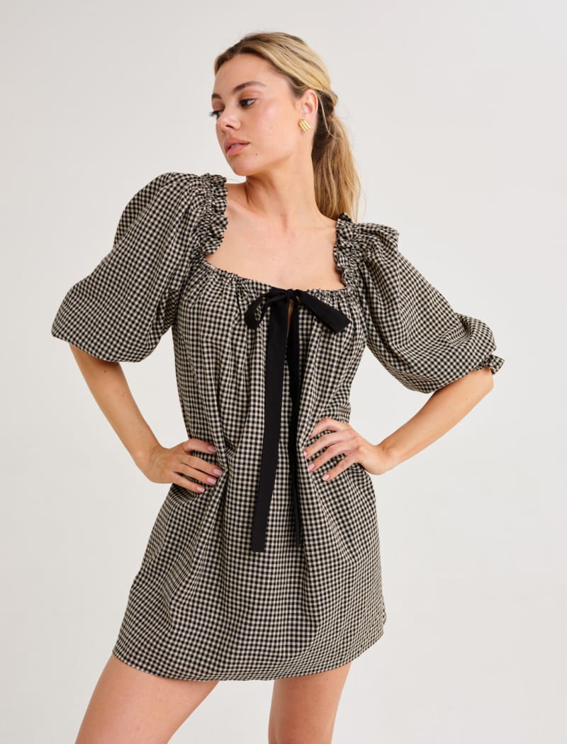 Darling Mini Dress | Black Gingham