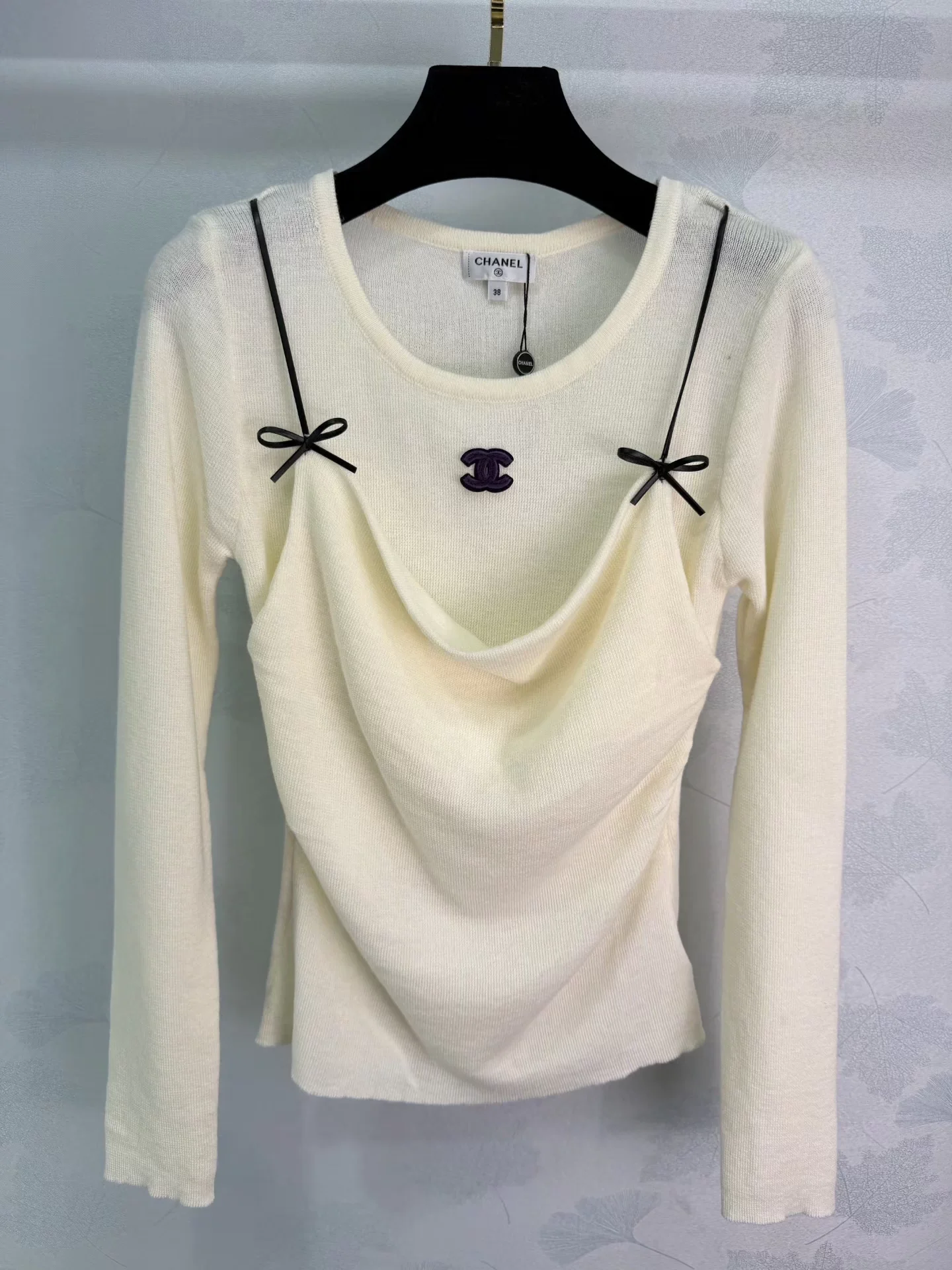 Bow-tie Faux Two-Piece Knit Top