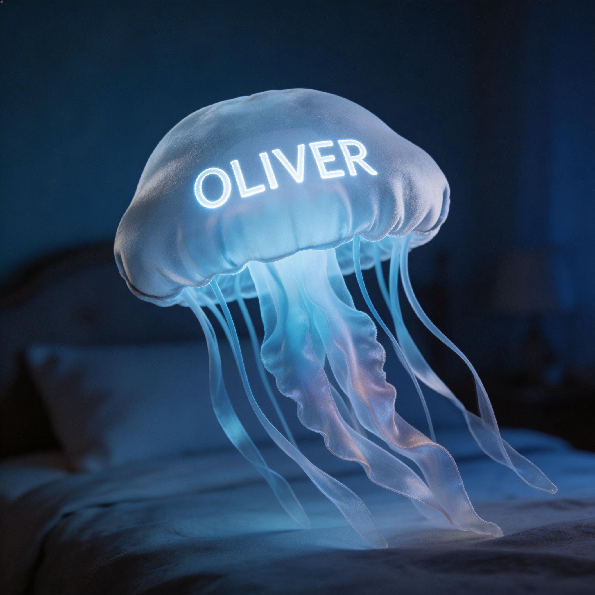 Personalized Light-Up Jellyfish Pillow with Custom Name (Glowing Night Decor)-$33.00-Photo to 3d art