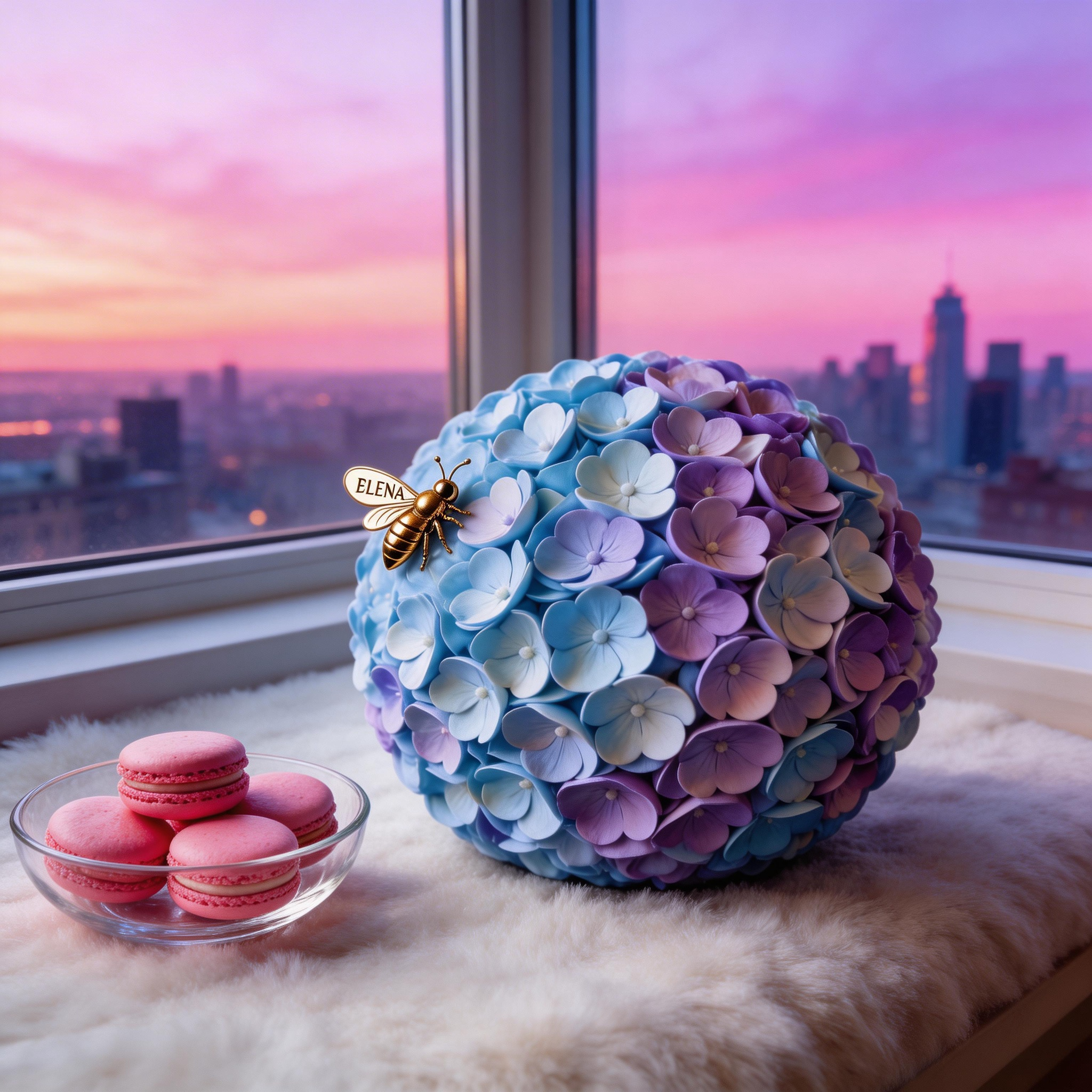 3D Hydrangea Flower Throw Pillow (Sofa Accent Cushion)-$33.00-Photo to 3d art