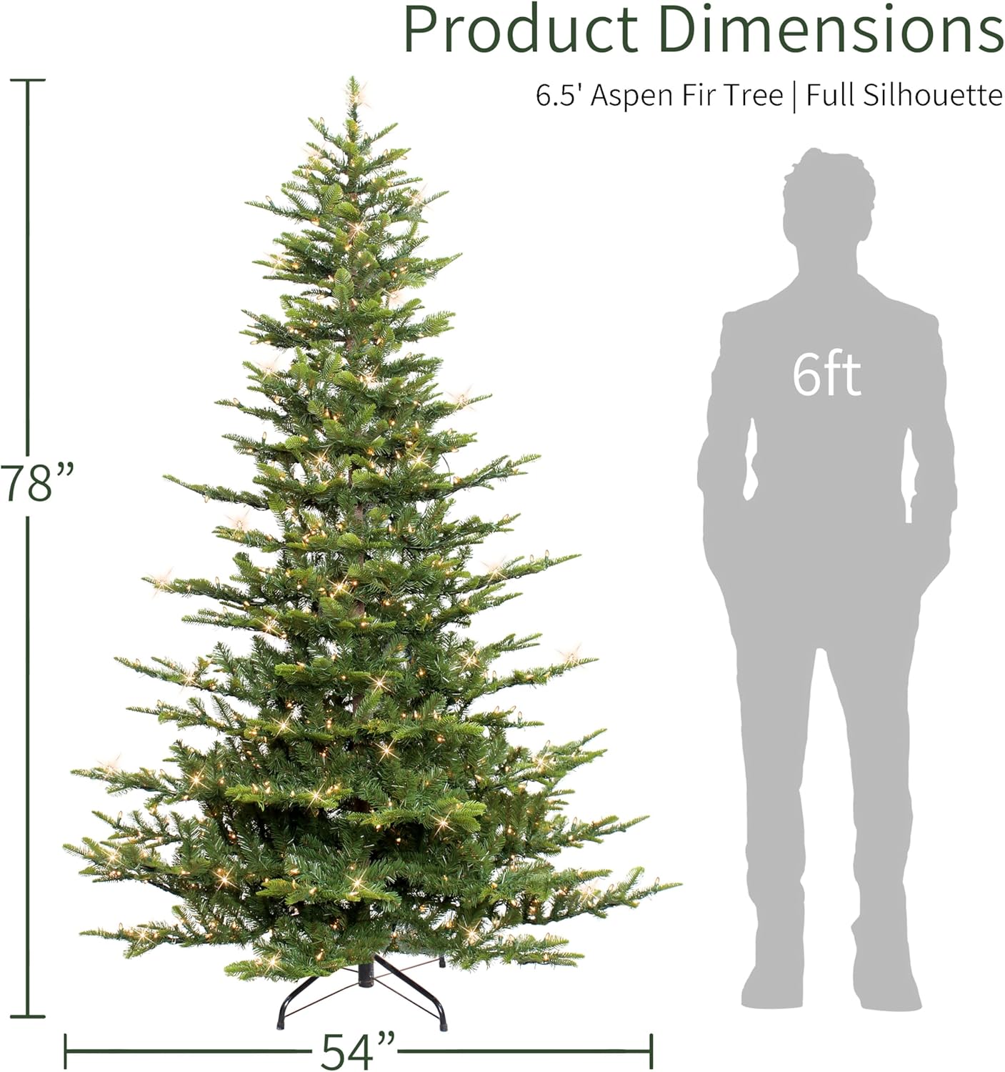 6.5ft Pre-Lit Aspen Fir Artificial Christmas Tree with 500 Clear Lights ...