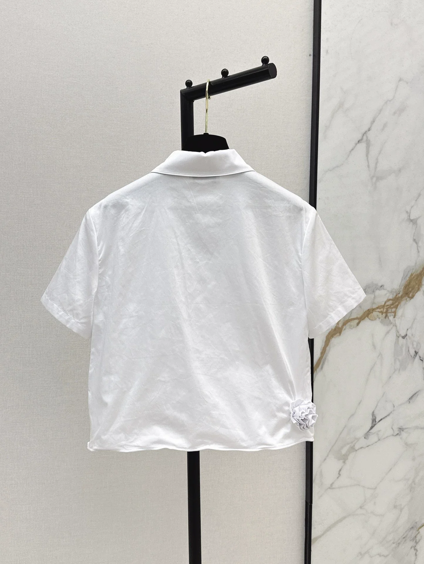 3D floral short-sleeved shirt