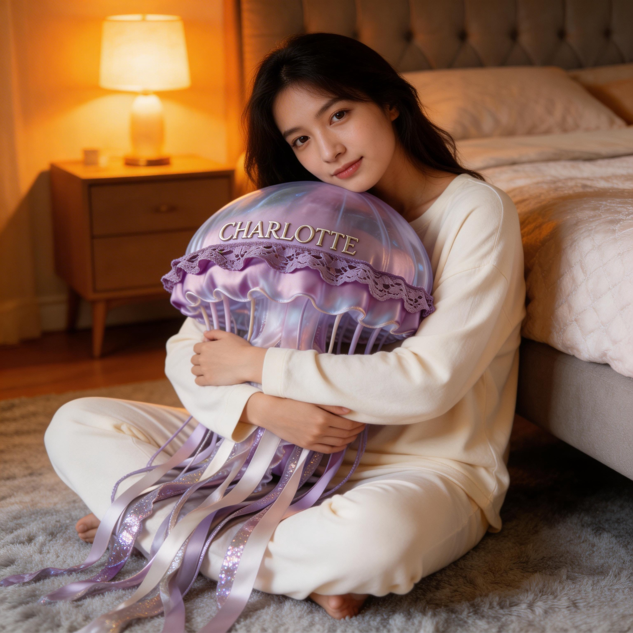 Personalized 3D Jellyfish Pillow with Custom Name (Iridescent Ocean Plush)-$33.00-Photo to 3d art