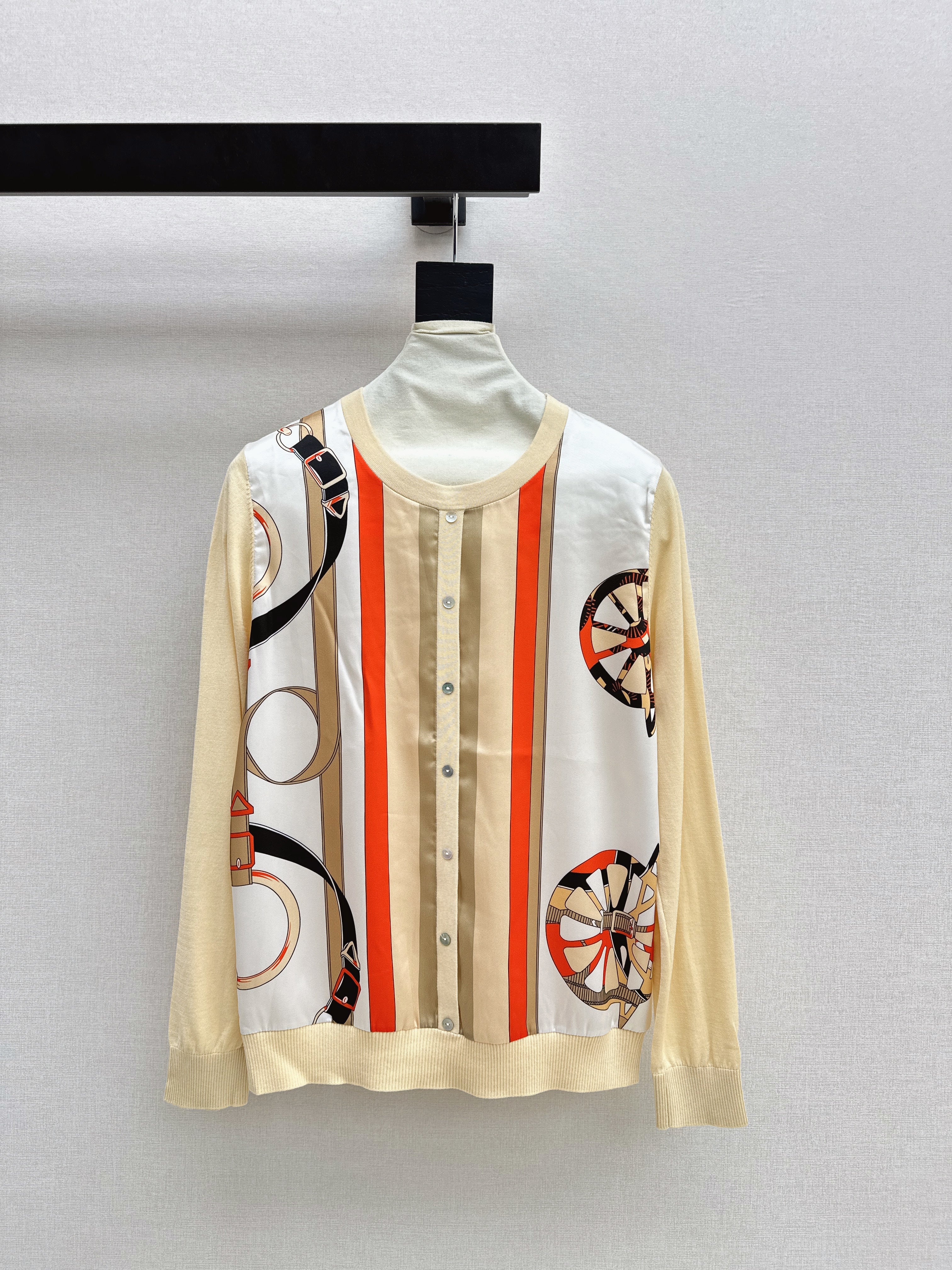 Patterned patchwork knit sweater