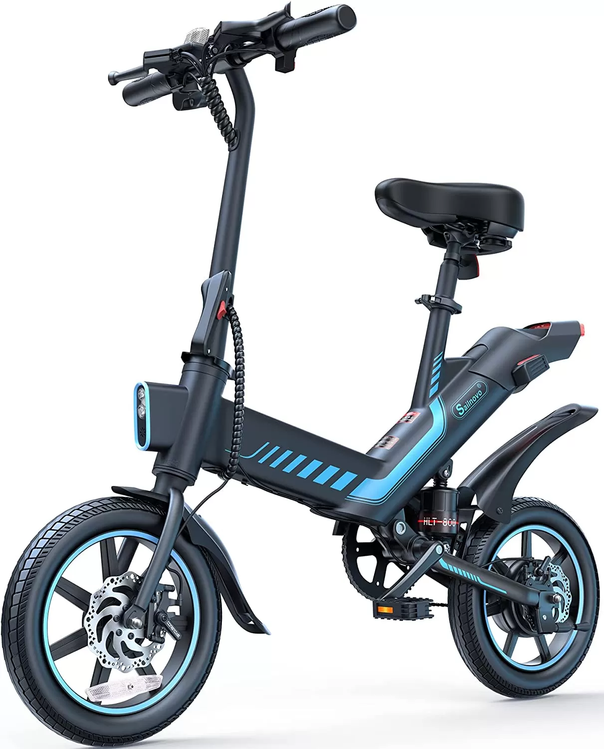 Sailnovo Electric Bike, Electric Bicycle with 18.5mph Electric Bikes for Adults Teens E Bike with Pedals, 14" Waterproof Folding Mini Bikes with Dual Disc Brakes - Amazon
