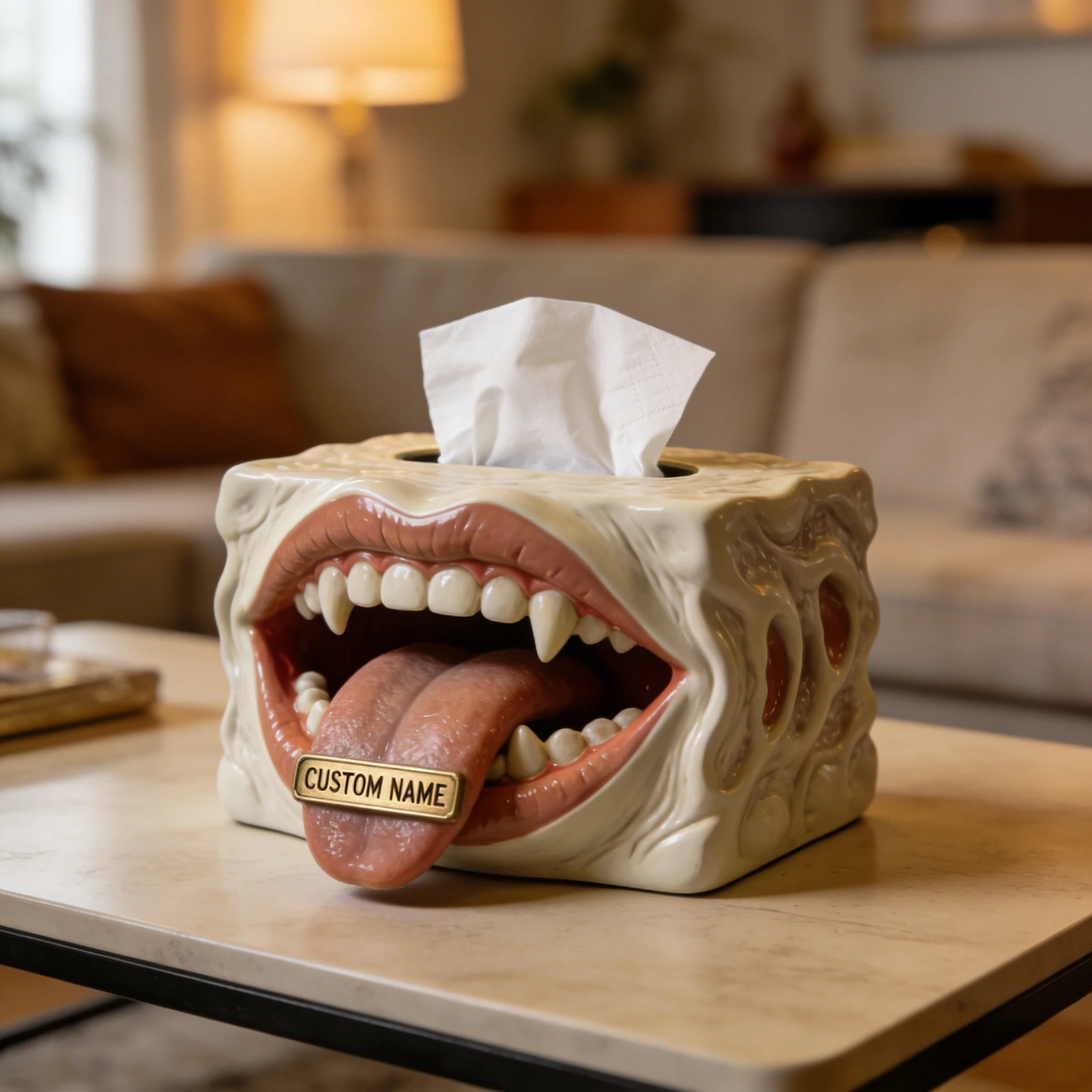 Savage Mouth Tissue Box – Personalized Funny Desk Decor-$39.00-Photo to 3d art