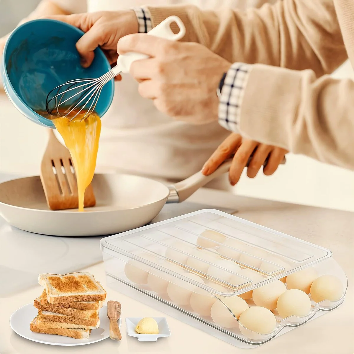 Set of 2 Auto Rolling Storage Container 18 Egg Tray - 2 Layer - Amazon