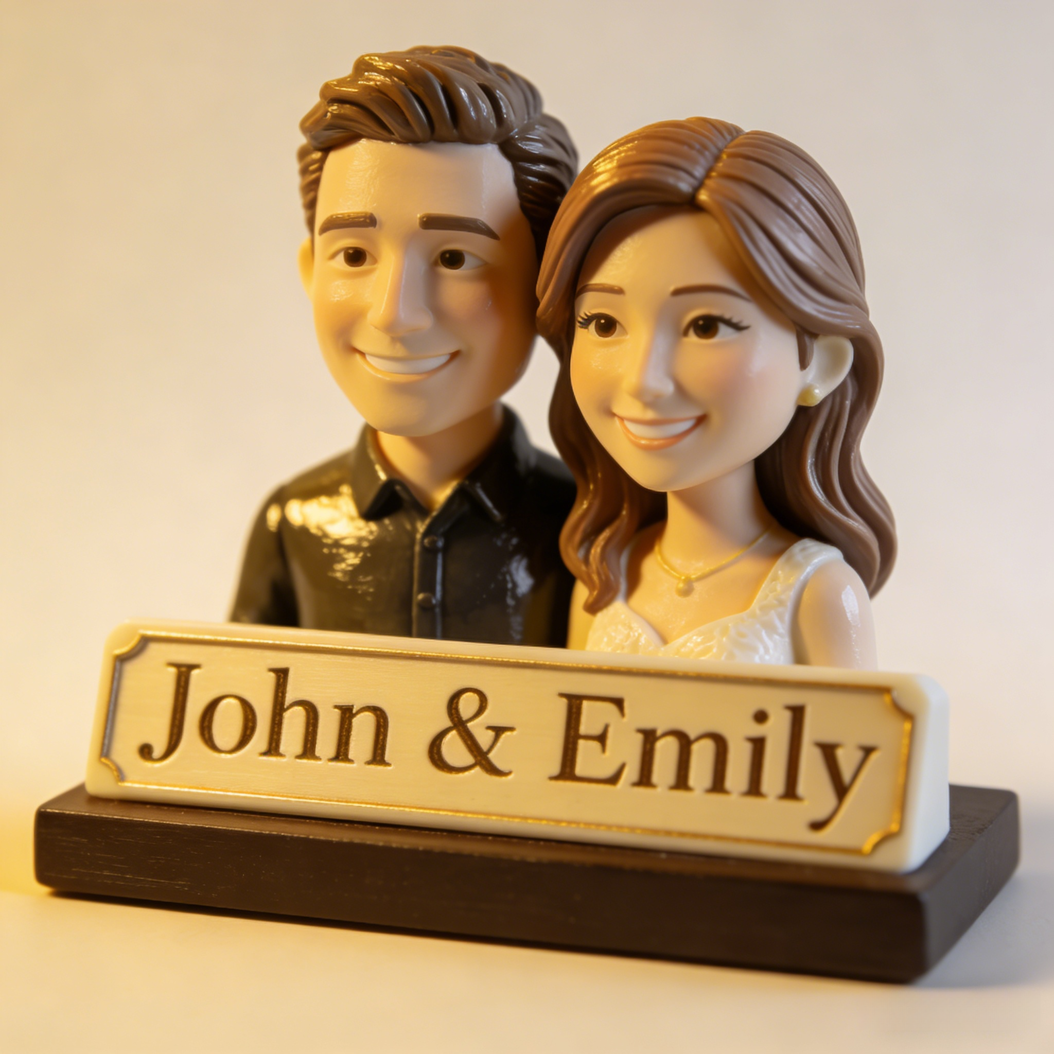 Personalized Custom Couple Bobblehead from Photo with Names & Date (3D Figurine Gift)-$35.99-Photo to 3d art