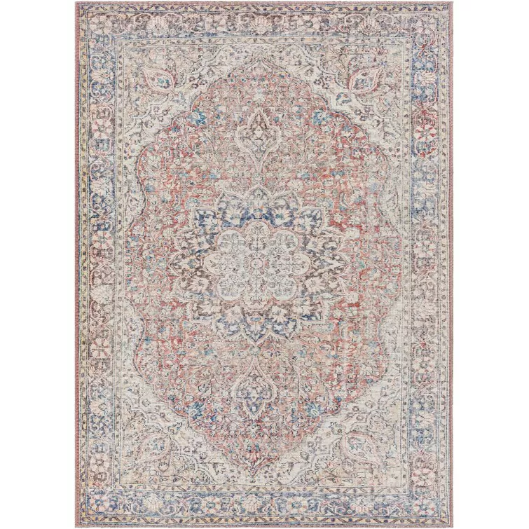 Bria Machine Washable Oriental Red/Blue/Ivory Area Rug - Amazon