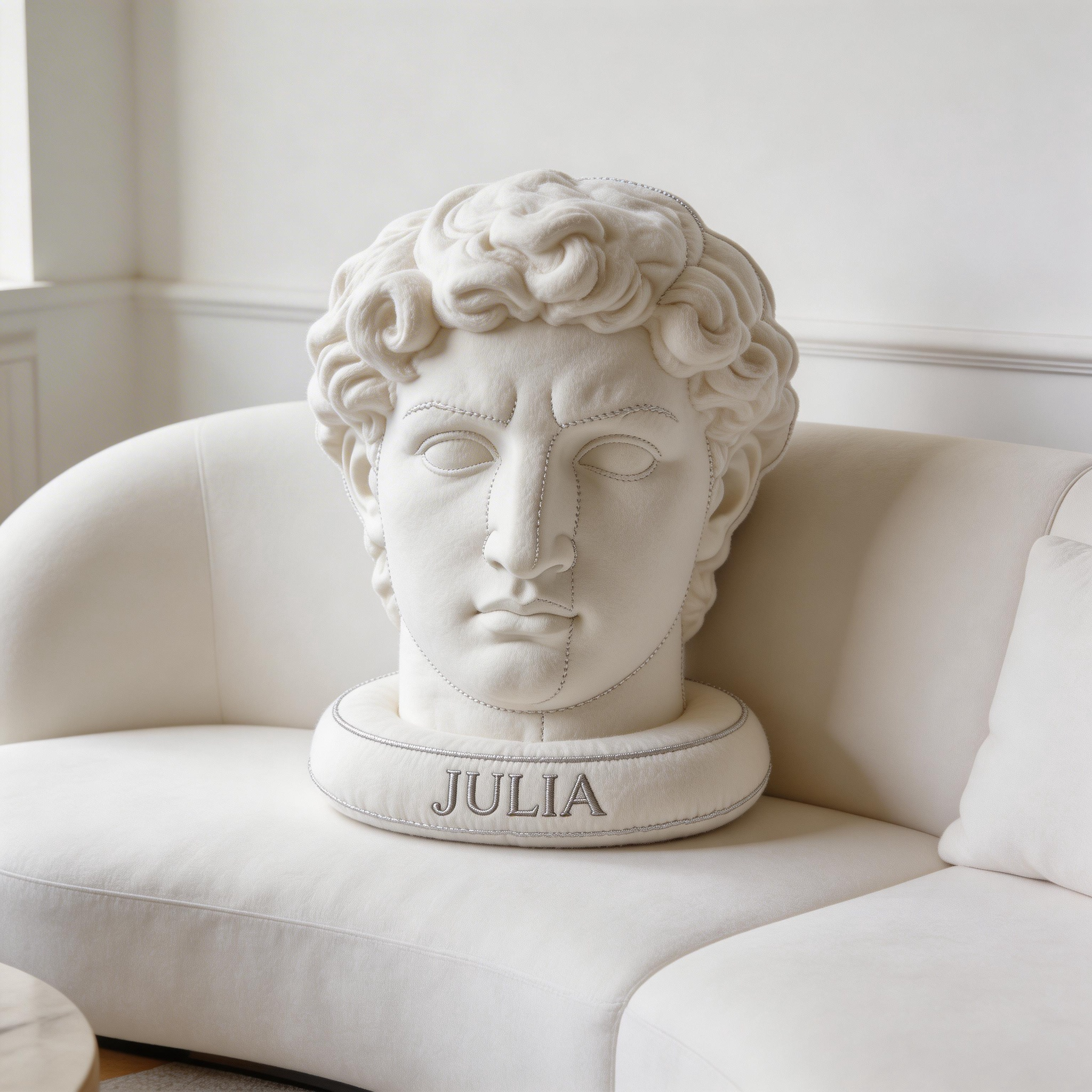 Personalized 3D David Bust Throw Pillow (Soft Sculpture Sofa Cushion)-$33.00-Photo to 3d art