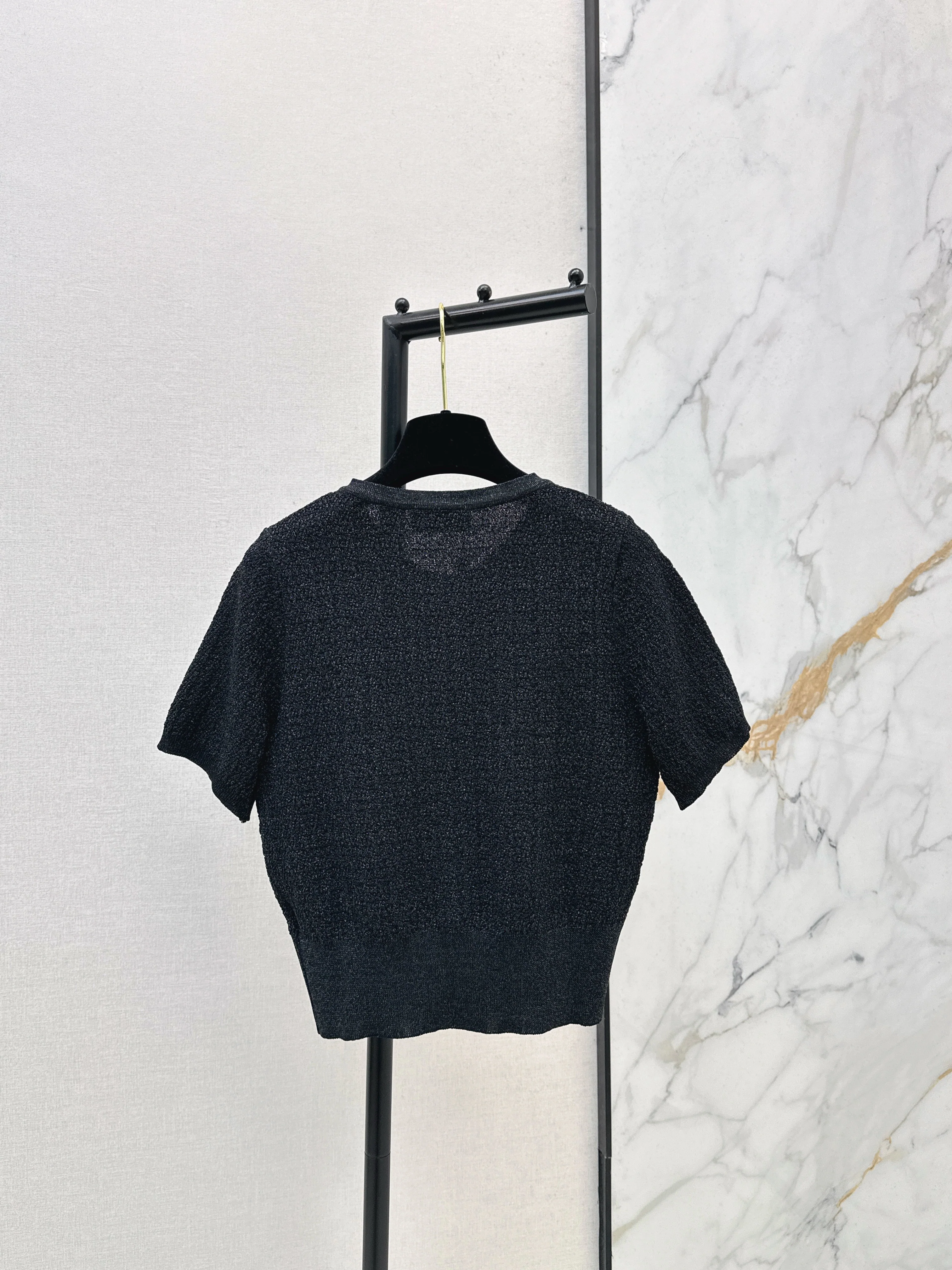 Hardware-embellished knitted T-shirt