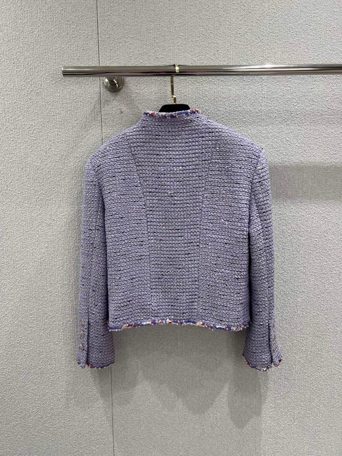 Sequined woven tweed wool coat