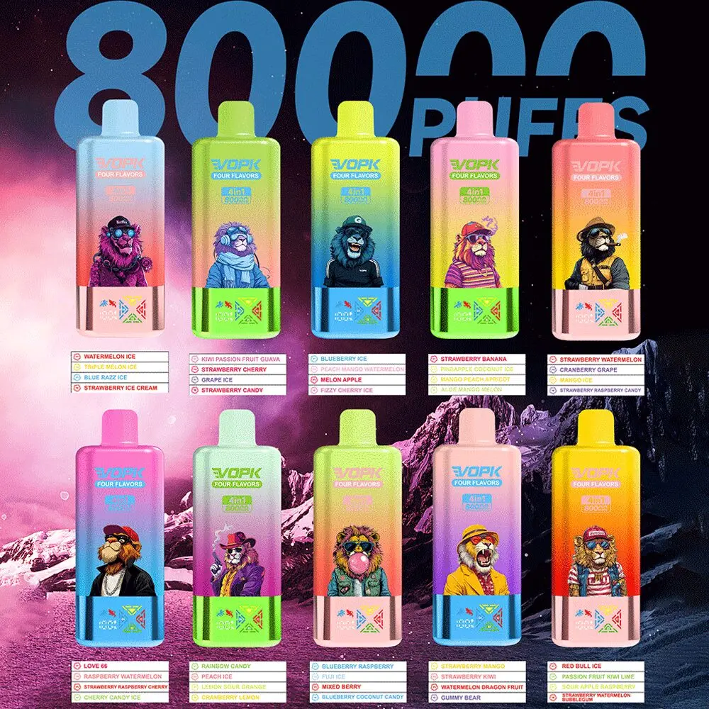 【New Arrive】Vopk Four Flavors 80000 80K Puffs 4 in 1 Flavors Newest Original Rechargeable LCD Display Disposable Vape