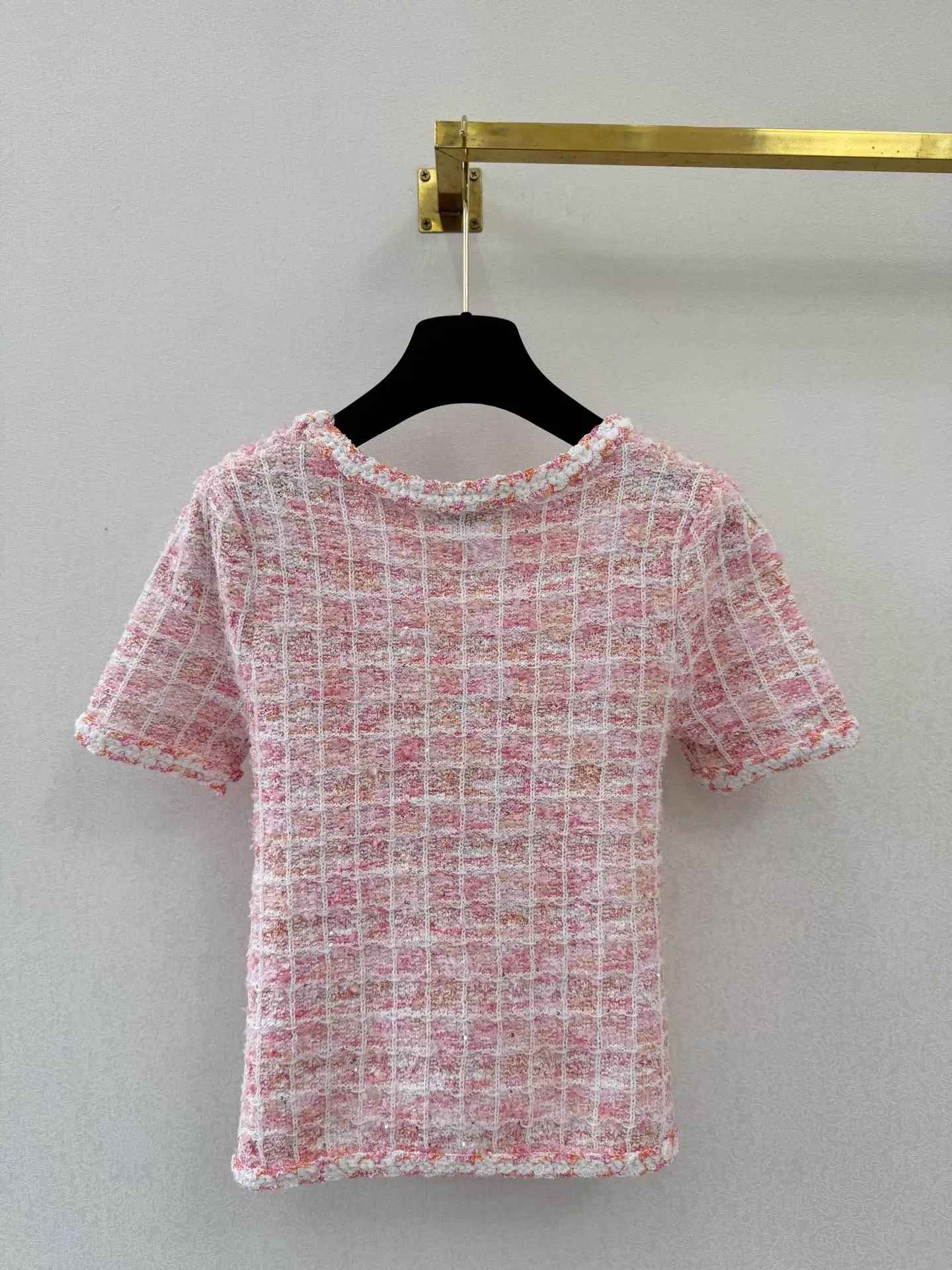 26ss Jacquard Short-Sleeve Knit Top
