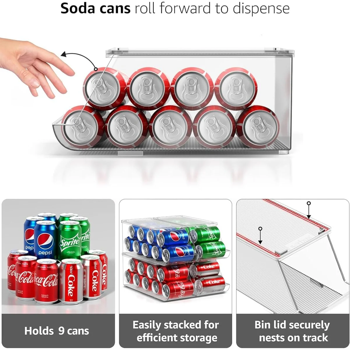 Fridge Bins Soda Can Organizer with Lid - 4PK - Amazon