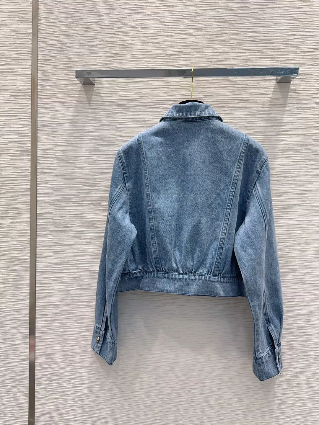 Diamond pattern long-sleeved denim jacket