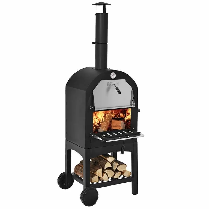 Portable Outdoor Pizza Oven Wood Fire Pizza Maker Grill with Pizza Stone & Waterproof Cover - Amazon