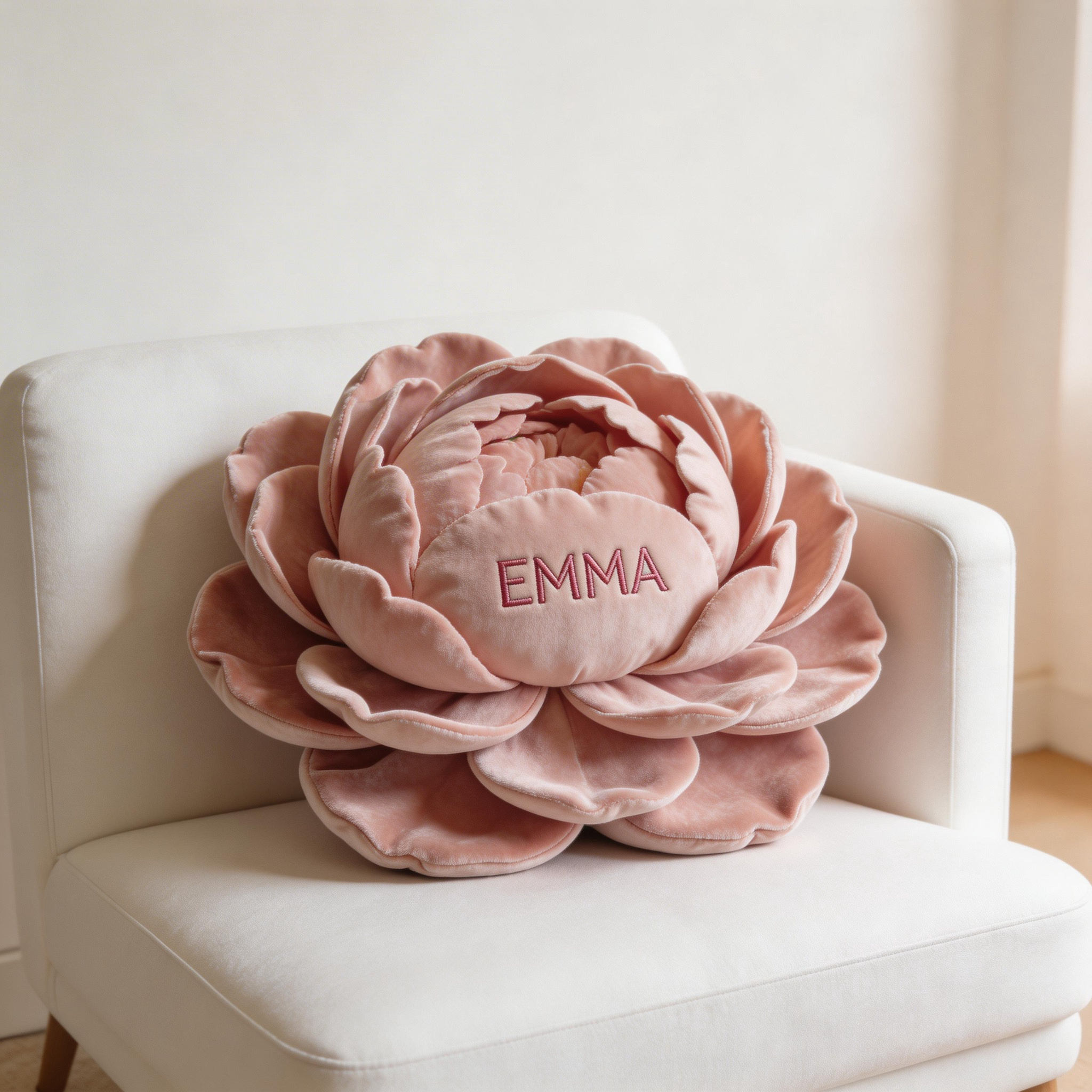 Personalized 3D Blooming Peony Flower Pillow with Custom Name (Oversized Throw Cushion)-$33.00-Photo to 3d art