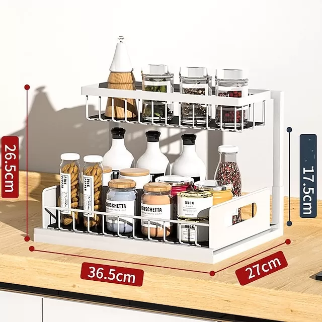 Kitchen Cabinet Shelf Under Sink Storage Storage Rack Pull-Out Drawer Basket Finishing Shelf Detachable - Amazon