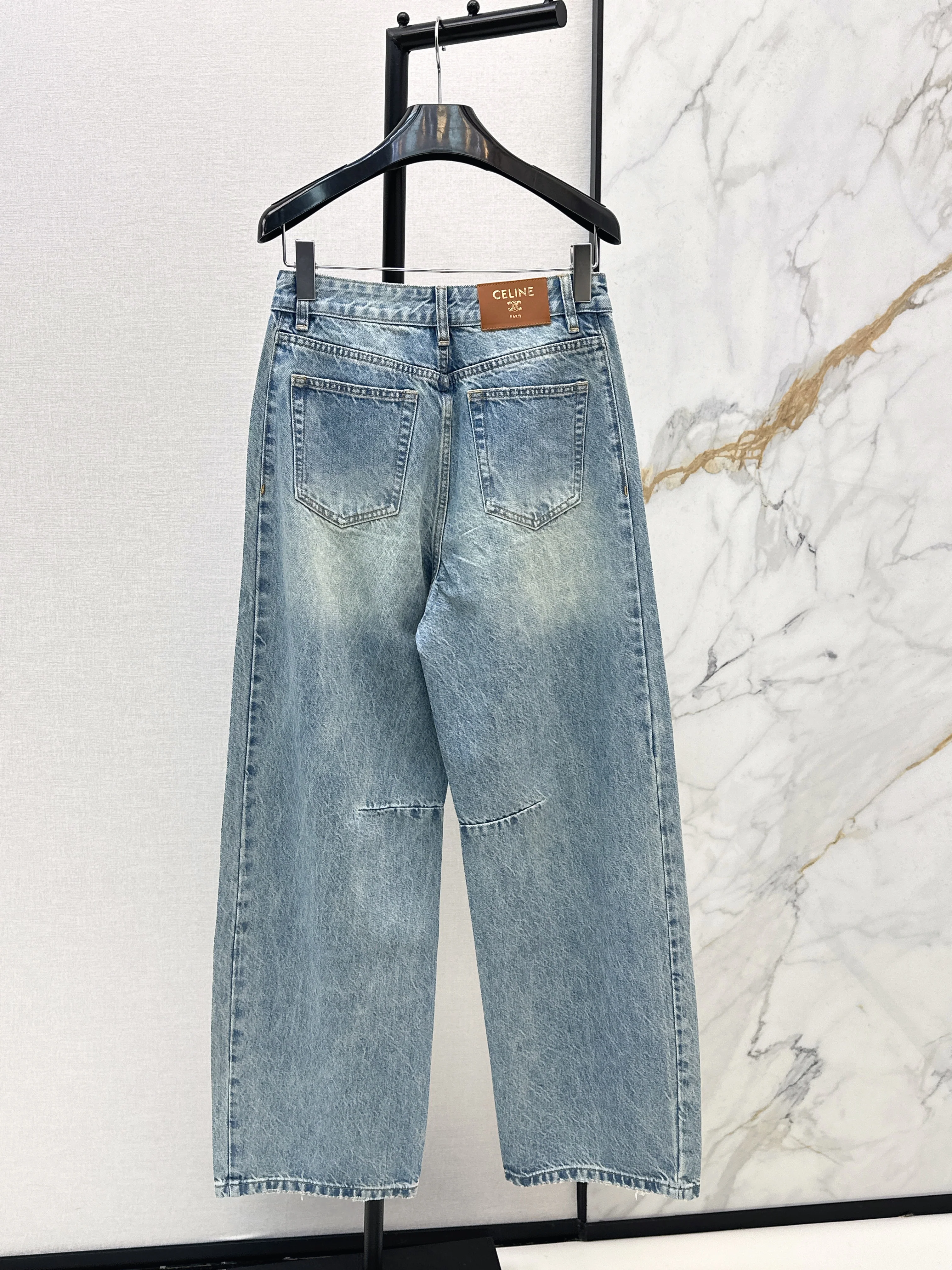 26ss Rhinestone-embellished wide-leg jeans