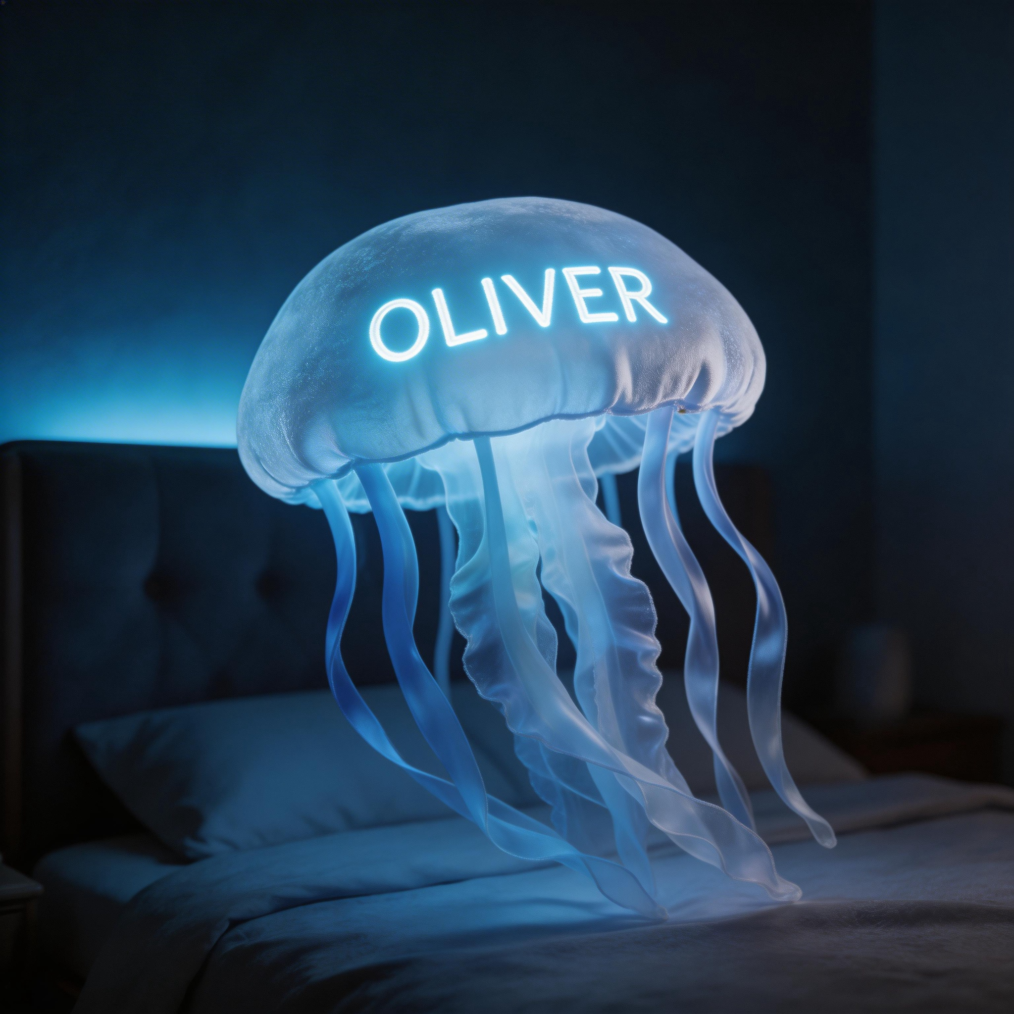 Personalized Light-Up Jellyfish Pillow with Custom Name (Glowing Night Decor)-$33.00-Photo to 3d art