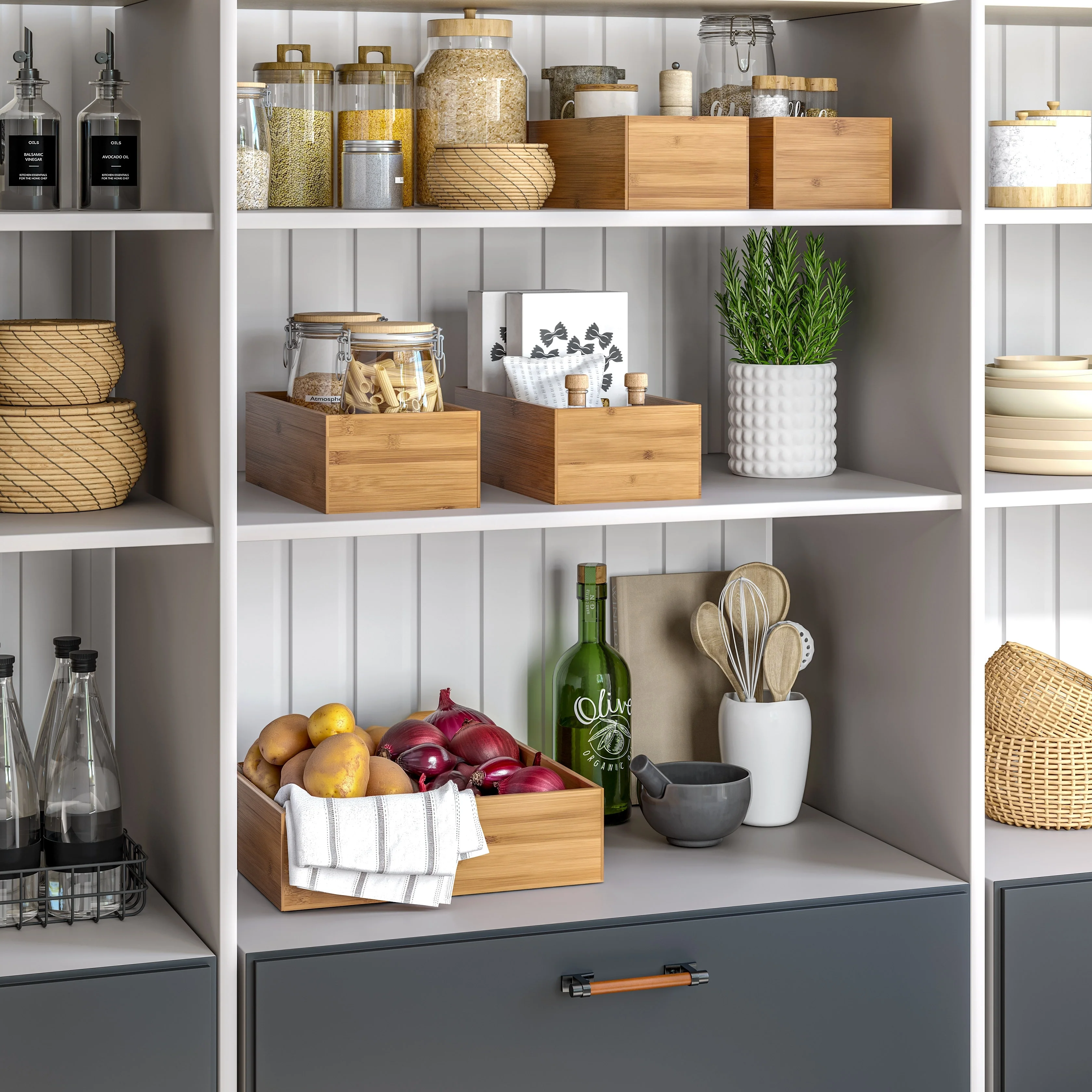 Seville Classics 5-Piece Bamboo Storage Organizer Box Set - Brown - Amazon