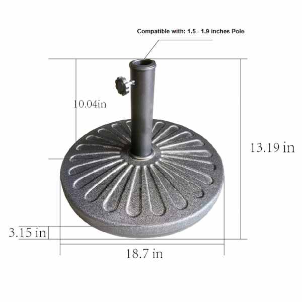 Black Round Umbrella Base with Cement Inside, 40lb - Amazon