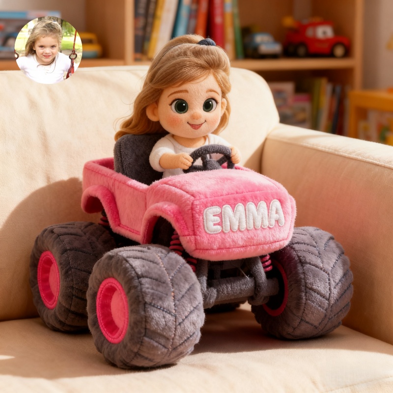 Custom Pixar style children’s monster truck rider themed pillow-$33.00-Photo to 3d art