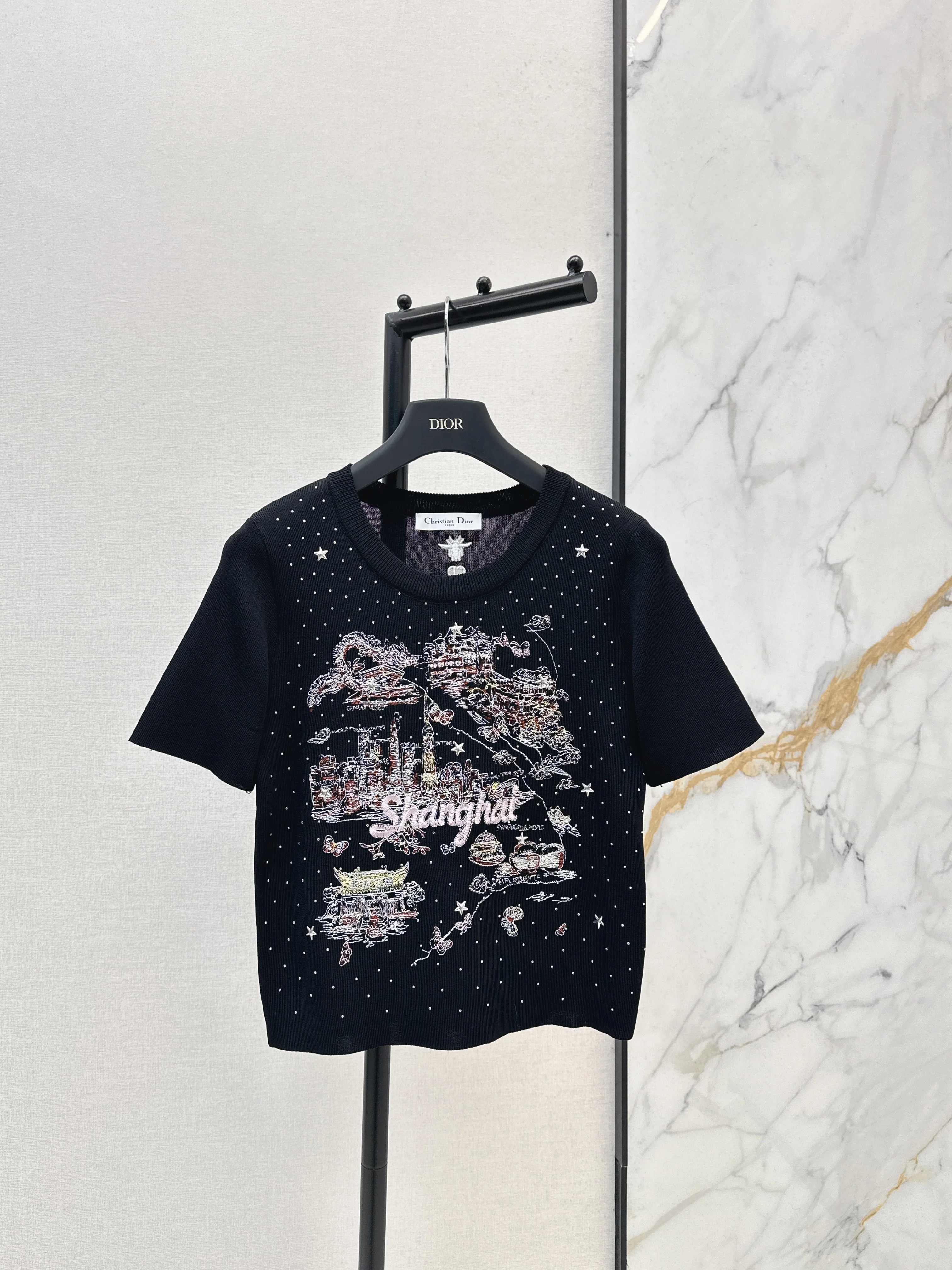 Embroidered Knit T-shirt