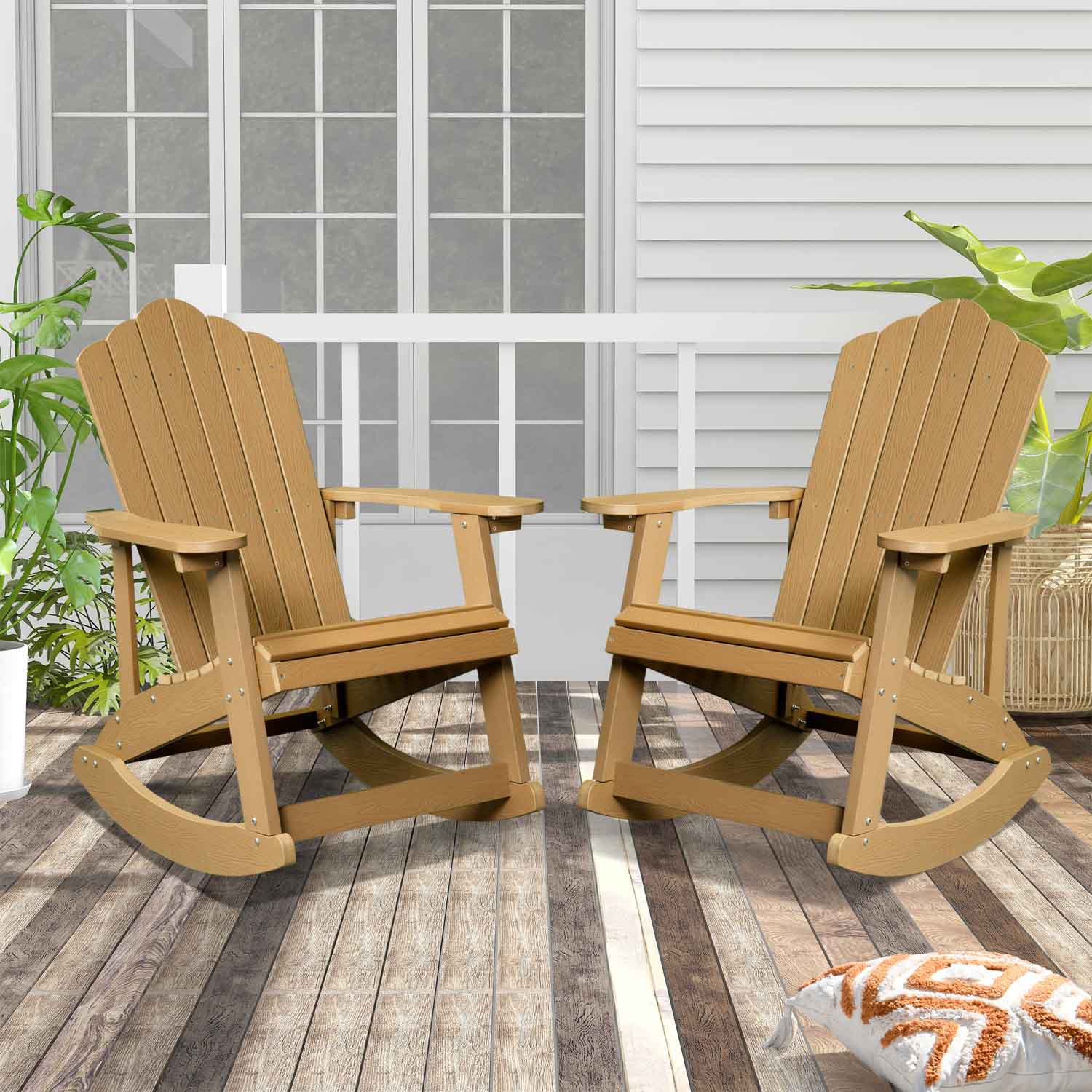 Ovios  Rocking Adirondack Chair 2-Piece Waterproof Plastic Frame - Amazon