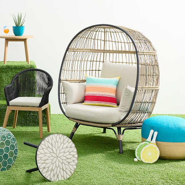 Paloma Taupe Wicker with Sand Cushions Oversized Patio Egg Chair - Amazon