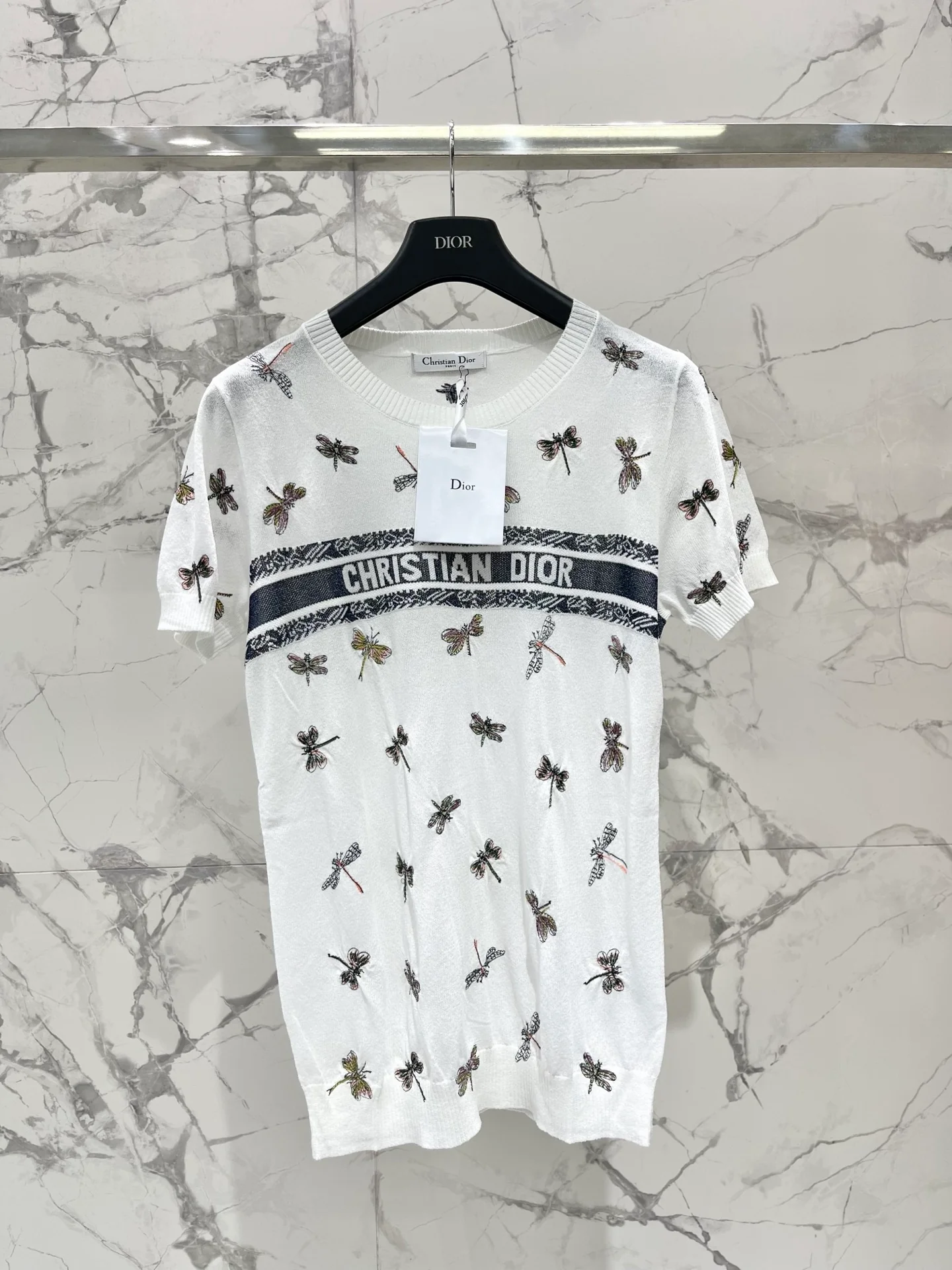 Butterfly Embroidered Hemp T-Shirt